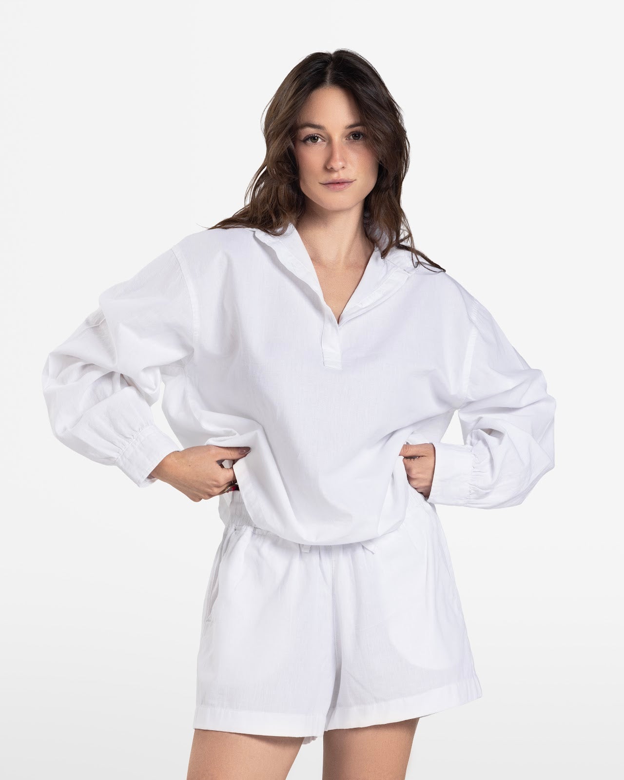 HAIF BUTTON DOWN LINEN SHIRT WHITE 1