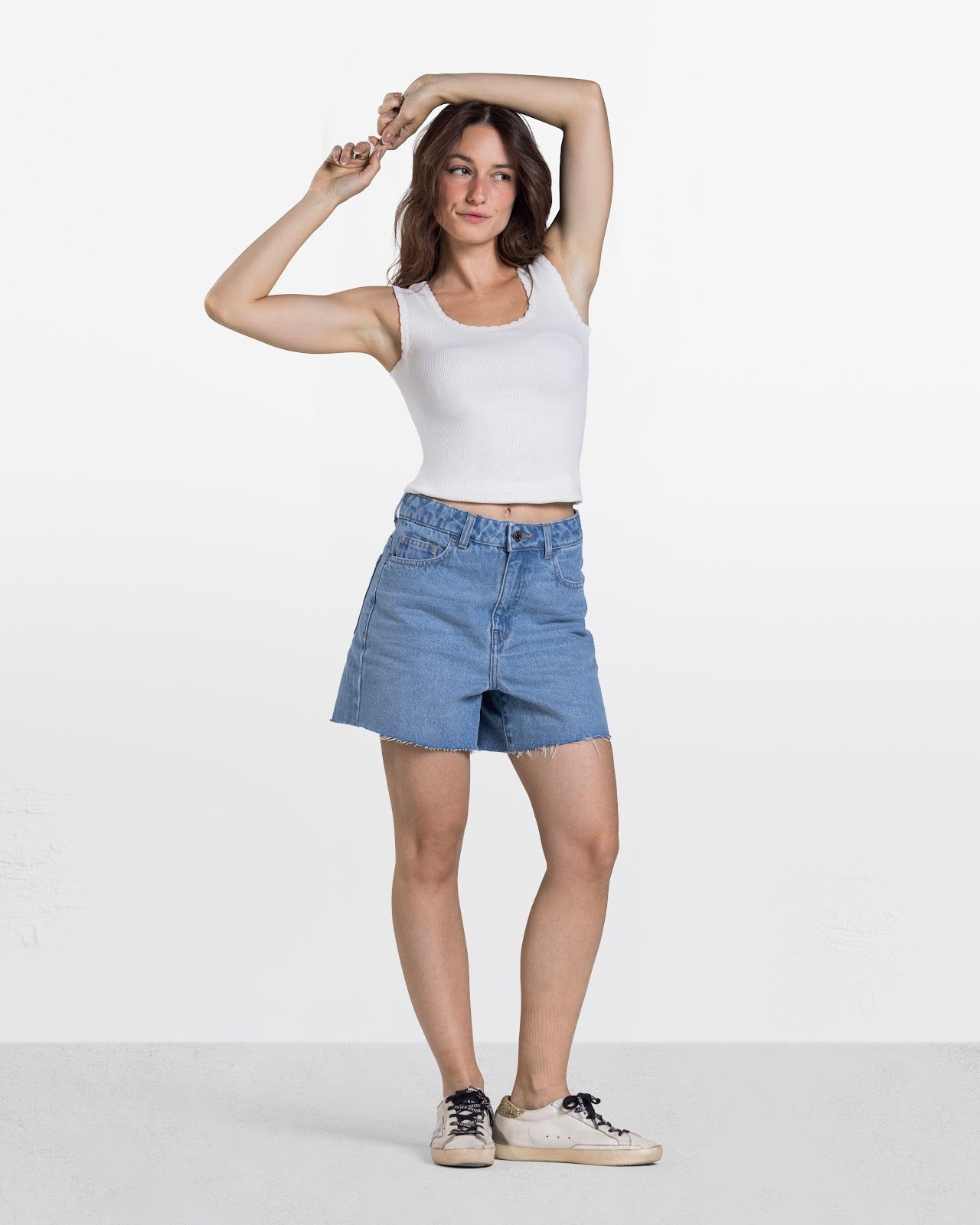 LACE RIBBED SHORT SLEEVE TOP WHITE 3