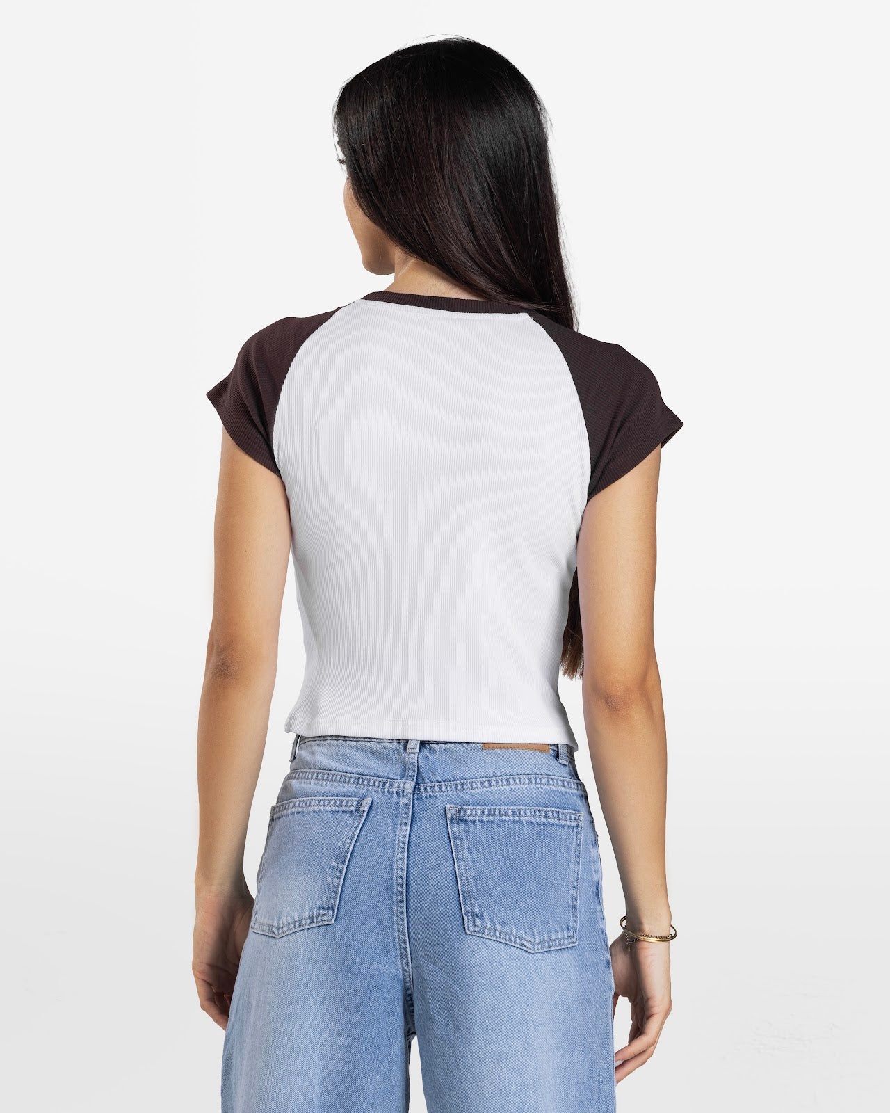CONTRAST SLEEVE TEE BROWN 2
