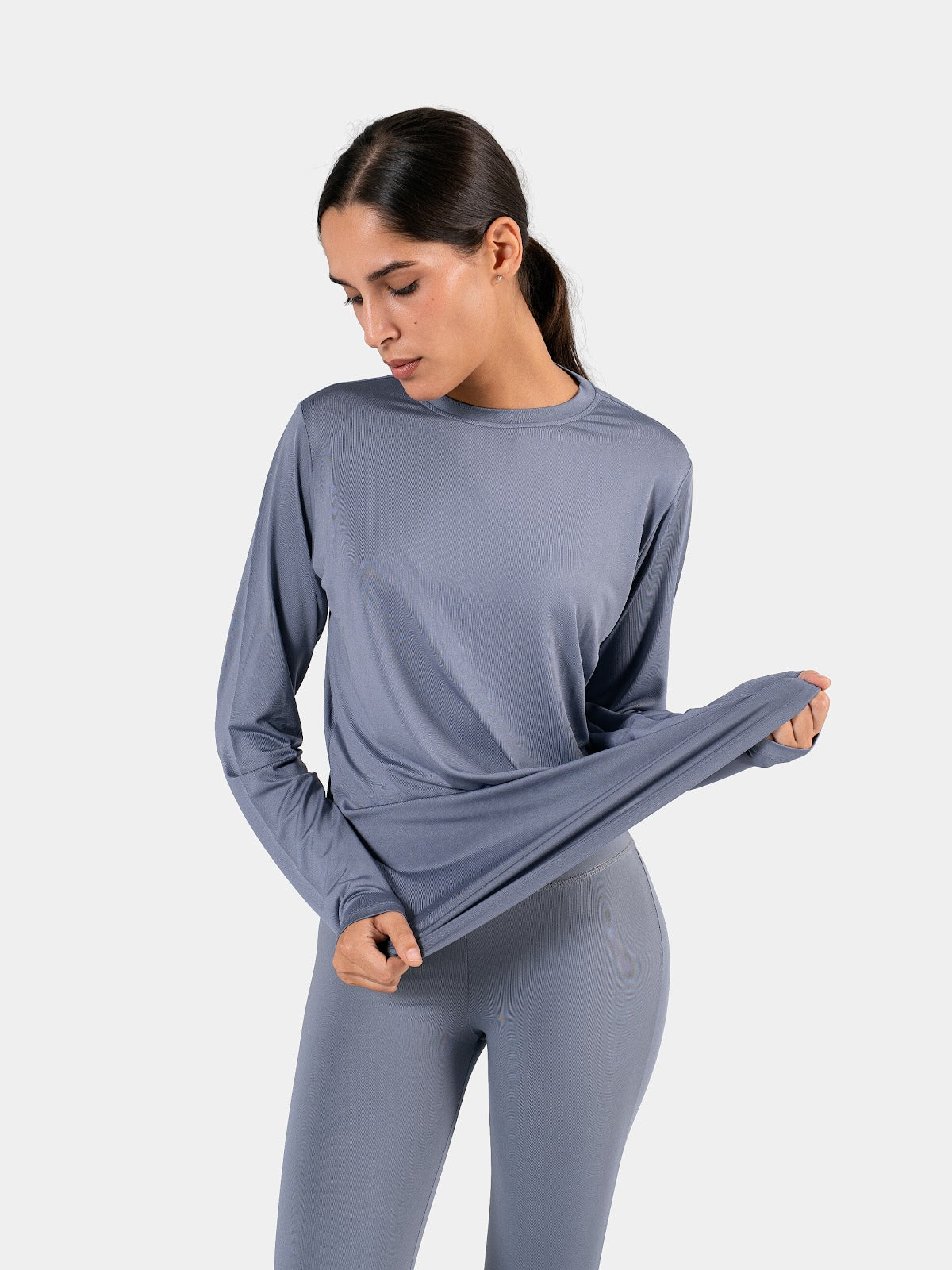 MOVE LOOSE LONG SLEEVE TOP STEEL-BLUE 1
