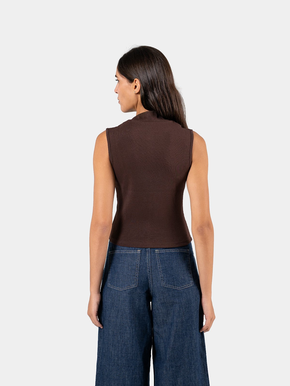 RIBBED BUTTON TANK BROWN 4