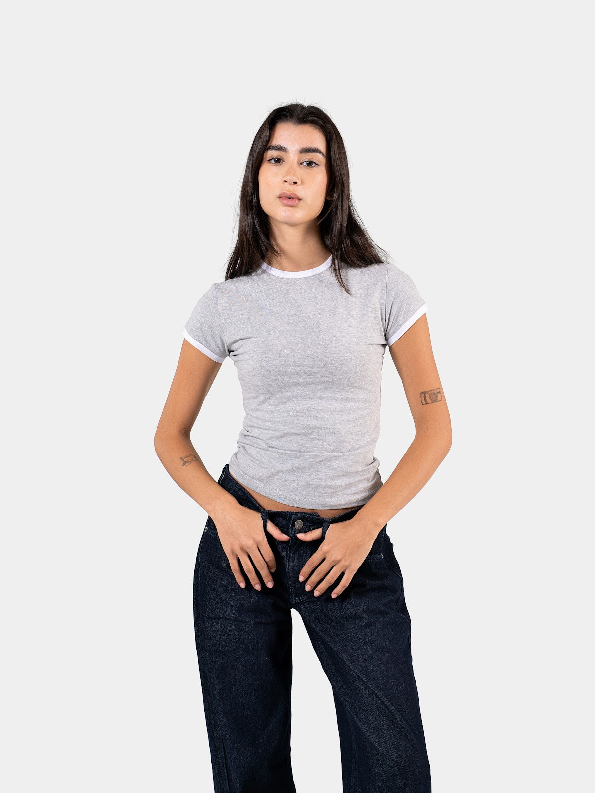 CONTRAST EDGE T-SHIRT CLOUD GREY X WHITE 2