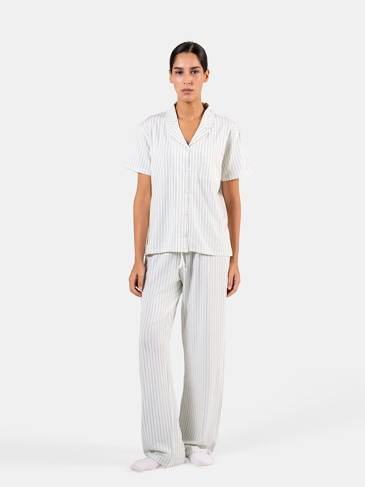 CLASSIC STRIP PANTS SET BABY BLUE X WHITE 1