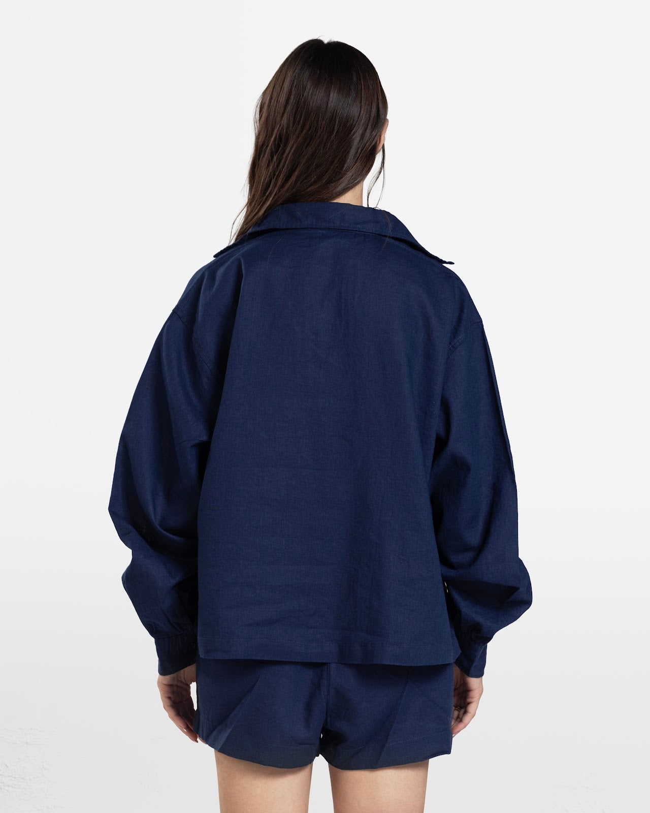 HAIF BUTTON DOWN LINEN SHIRT NAVY 2