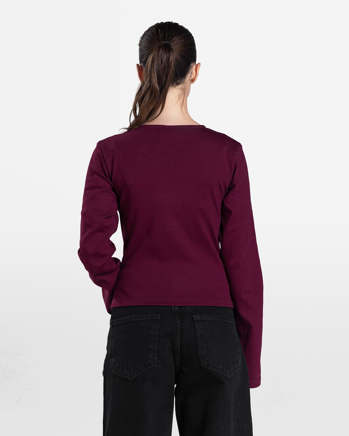 LOOSE FIT LONG SLEEVE TOP BURGUNDY 2
