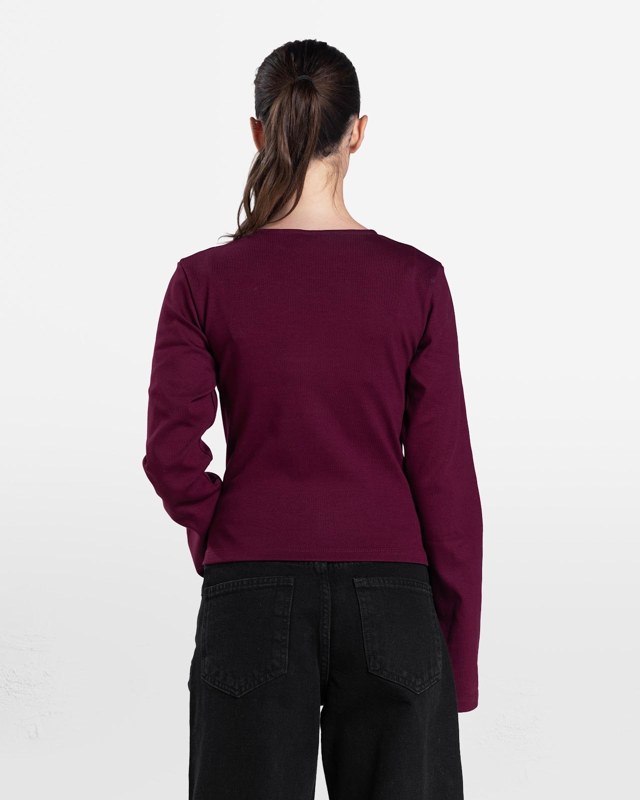 LOOSE FIT LONG SLEEVE TOP BURGUNDY 2