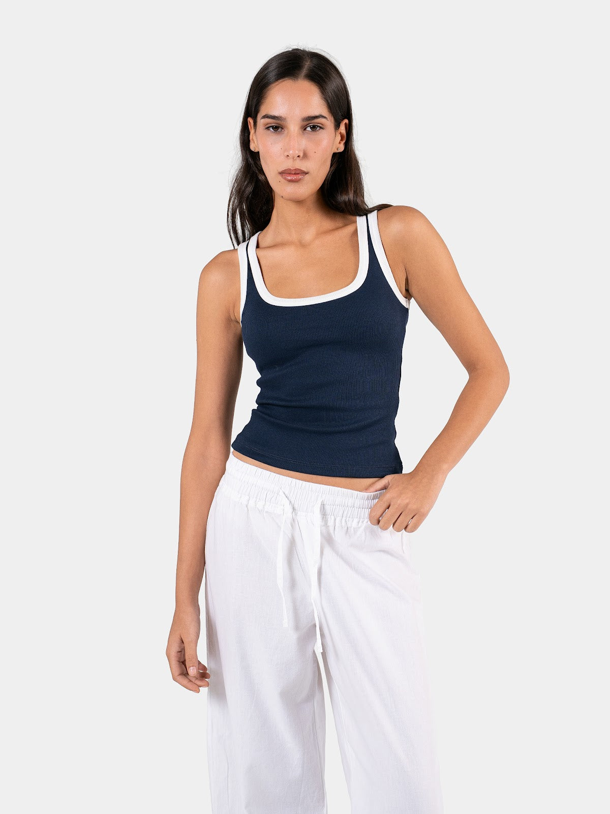 TWO TONE TANK TOP NAVY X WHITE 2