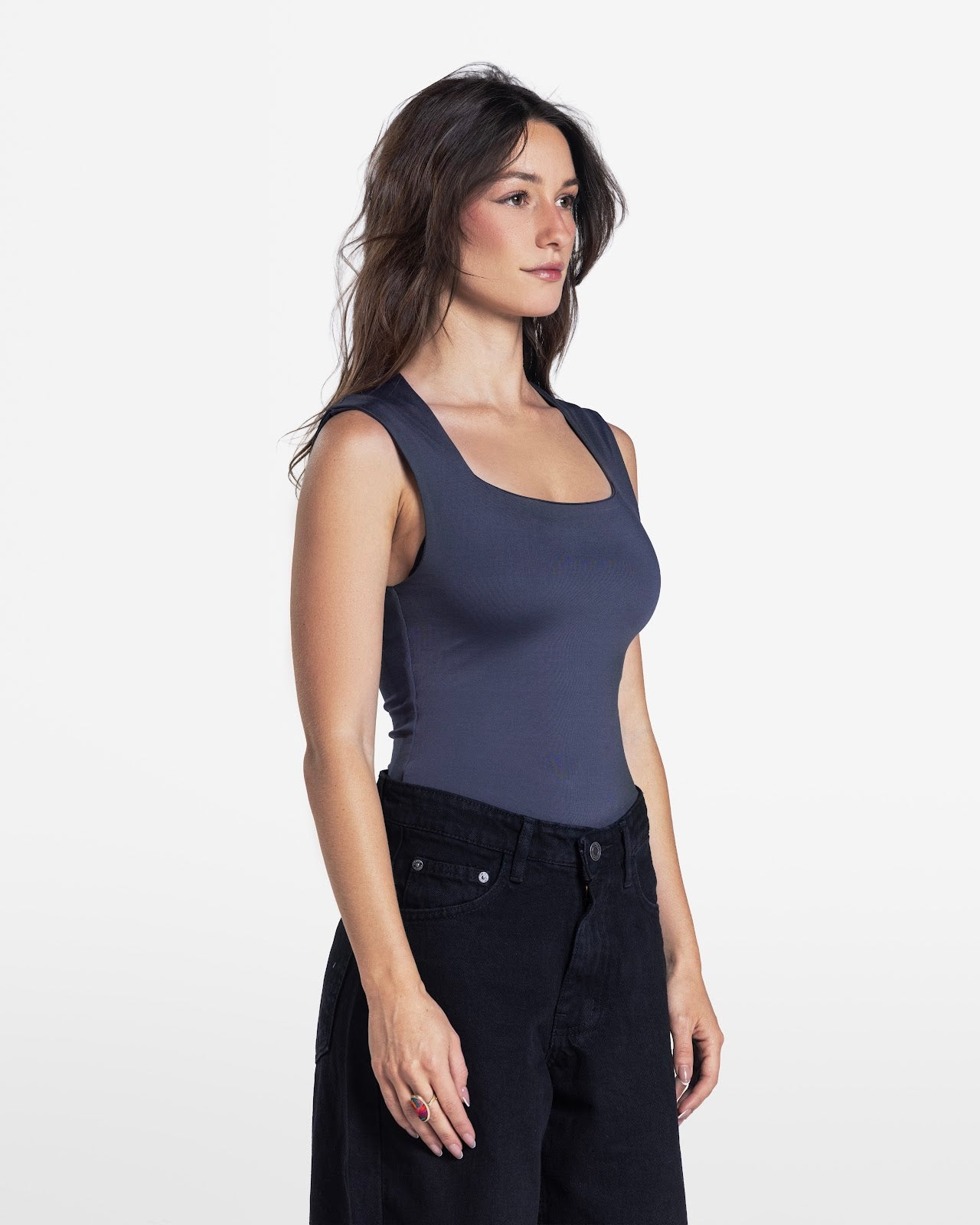SQUARE NECK BODYSUIT CHARCOAL 3