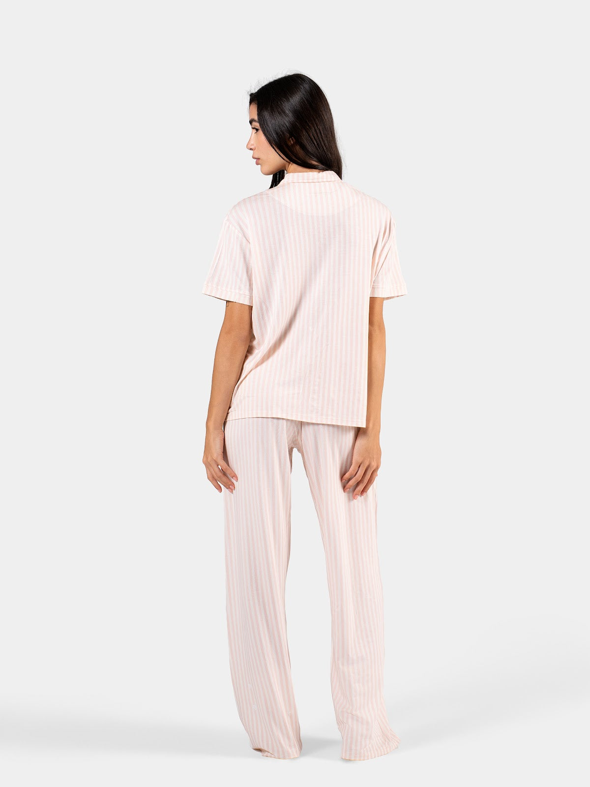 CLASSIC STRIP PANTS SET BABY PINK X WHITE 10