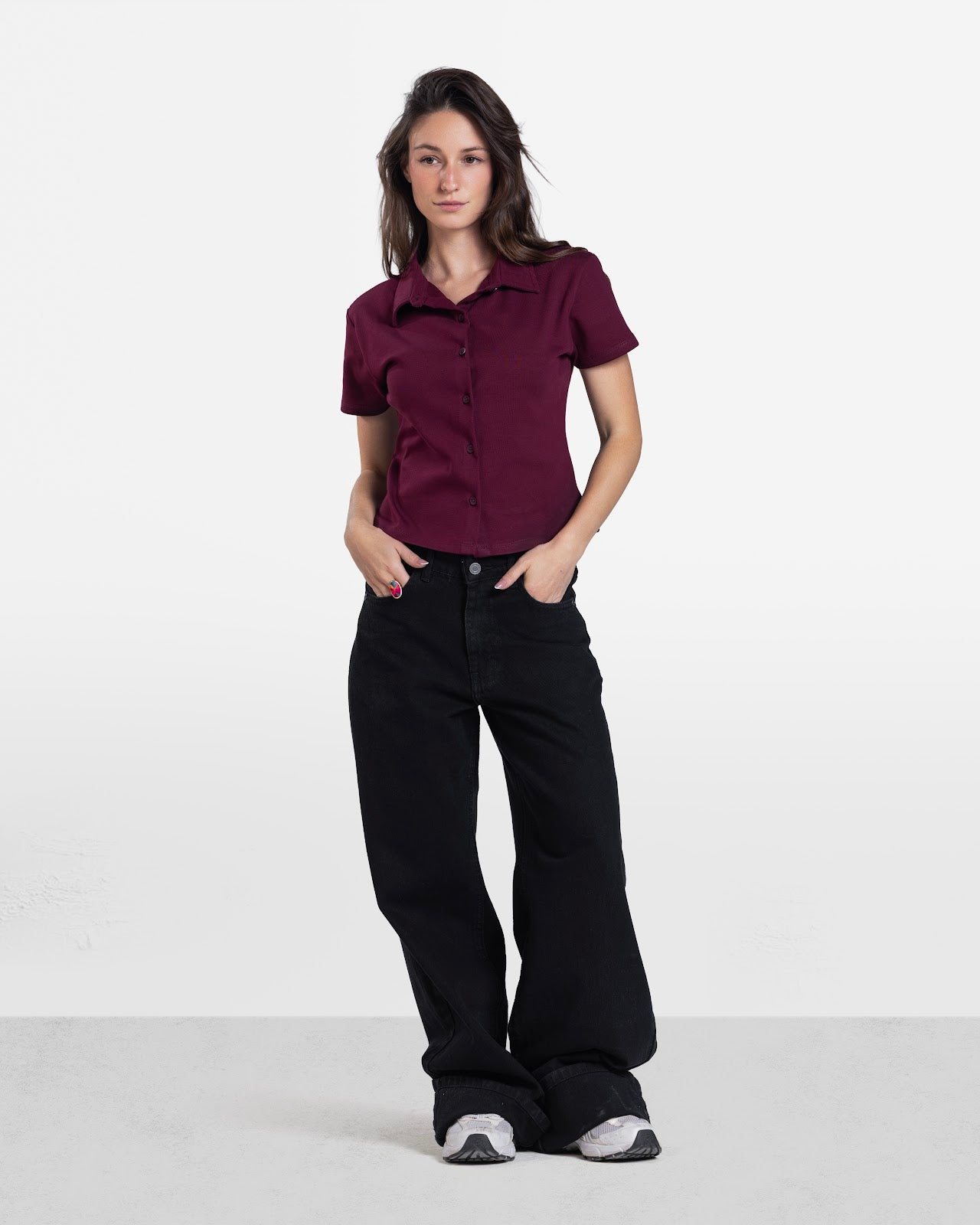 SHORT SLEEVE BUTTON DOWN SHIRT BURGUNDY 4