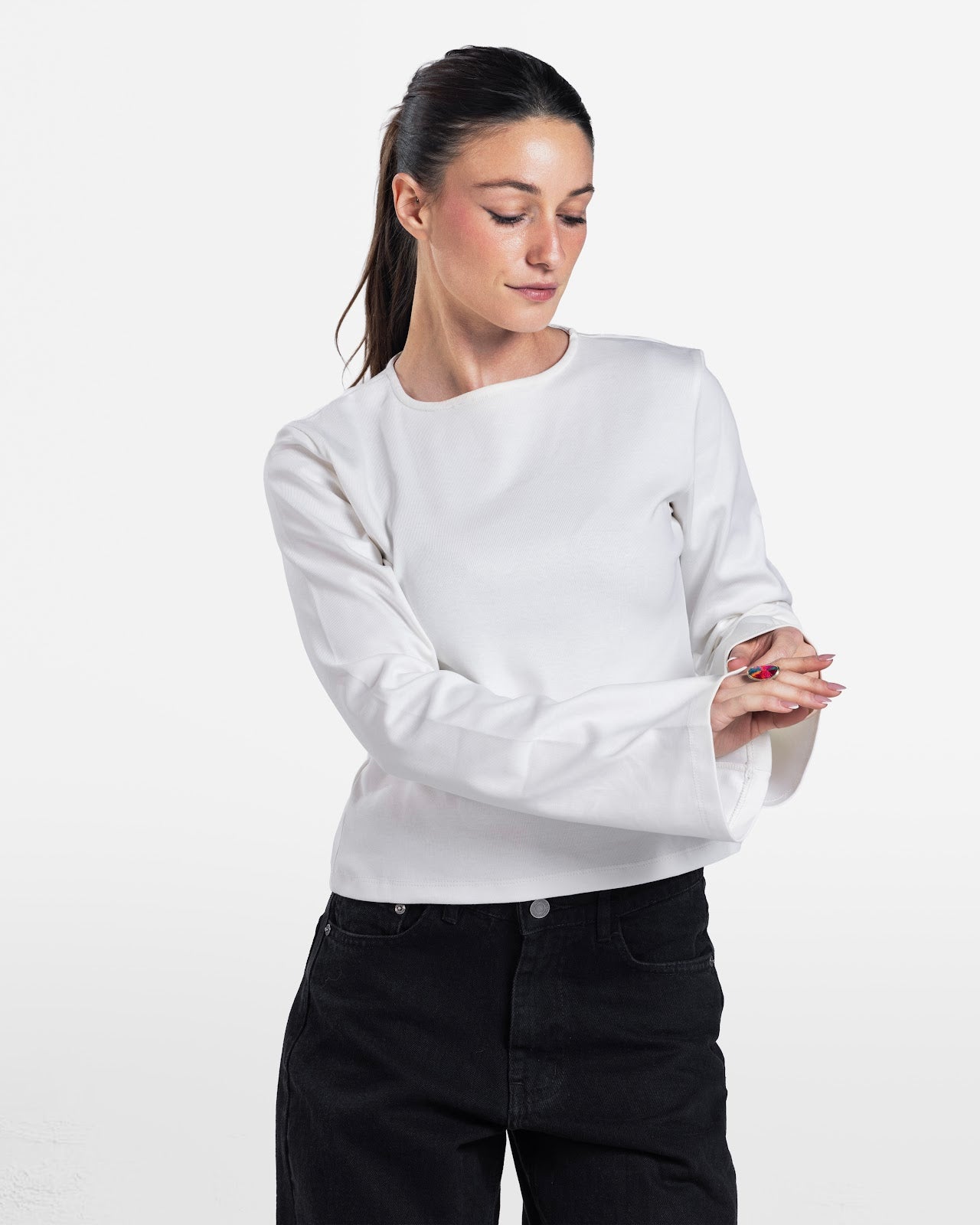 LOOSE FIT LONG SLEEVE TOP OFF-WHITE 4