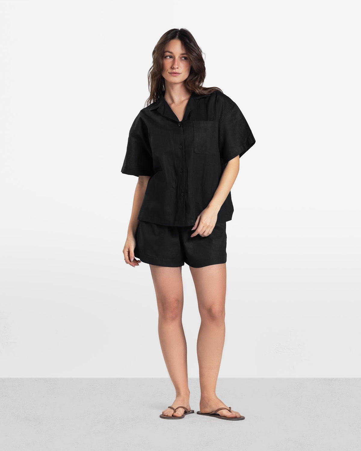 LINEN SHORTS BLACK 2
