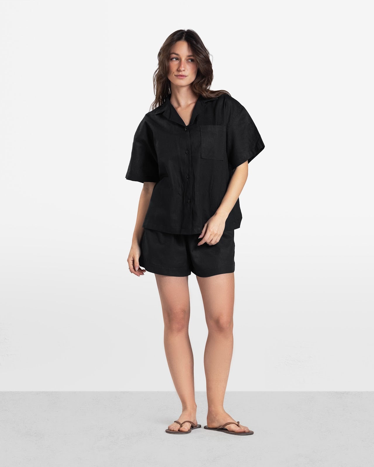 LINEN SHORTS BLACK 2