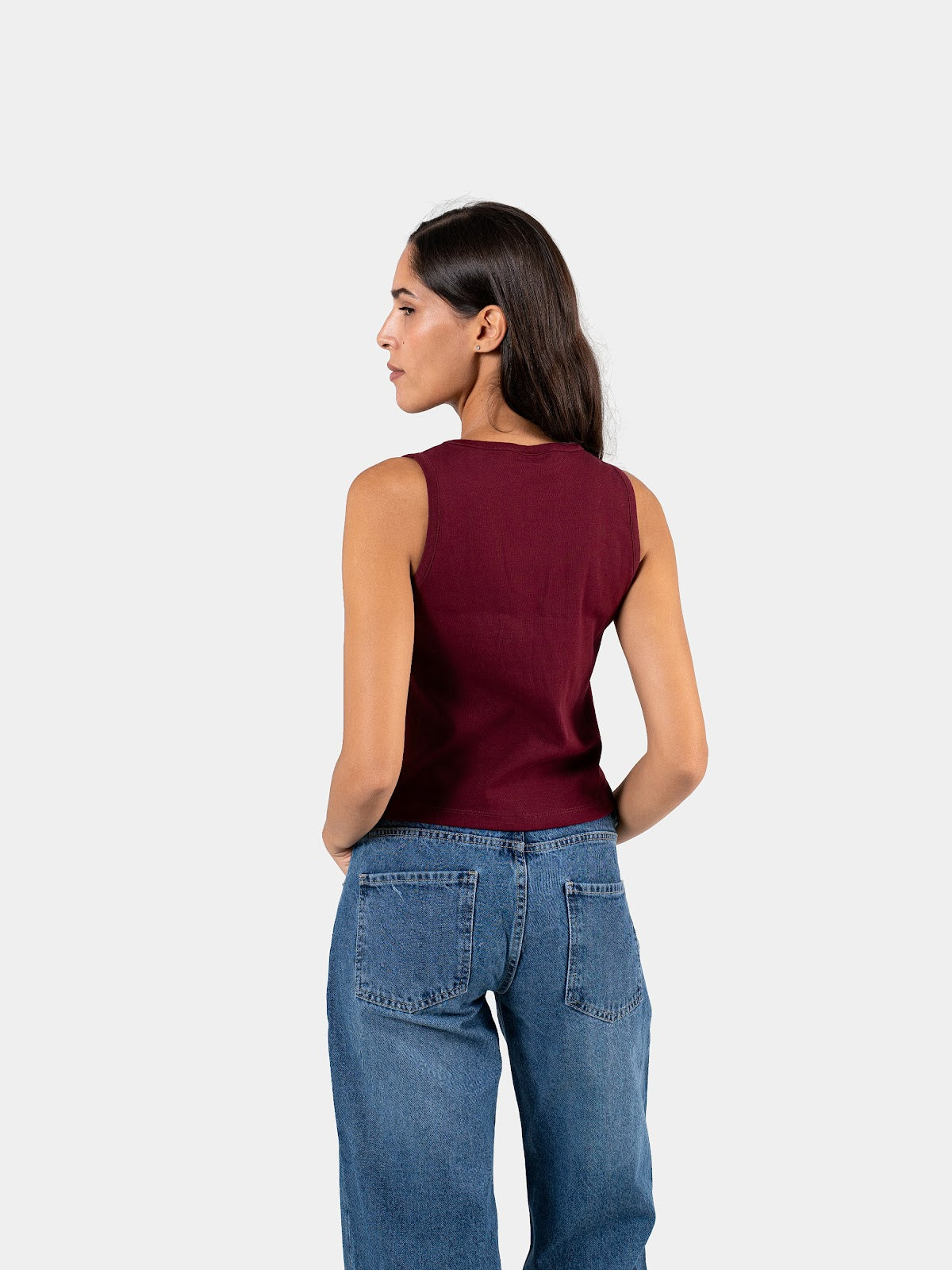 RELAXED V-NECK TANK TOP BURGUNDY 6