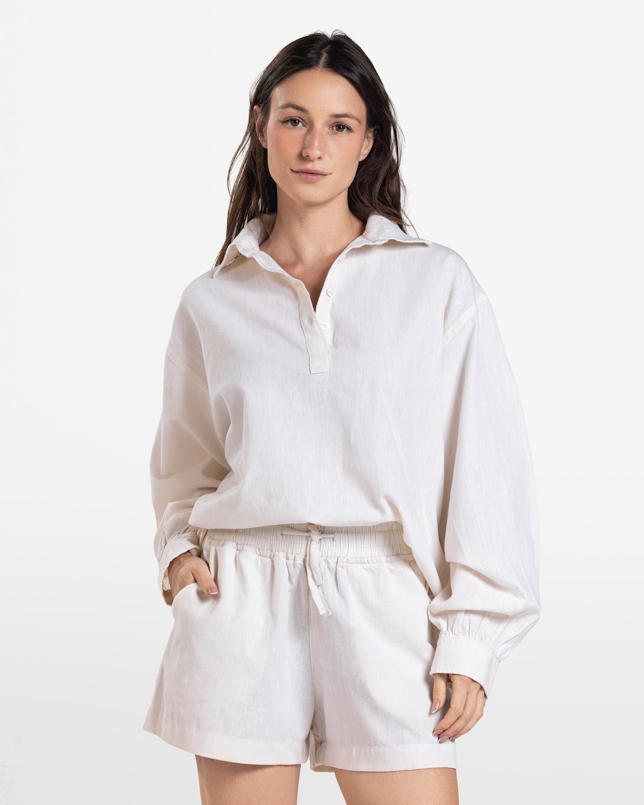 HAIF BUTTON DOWN LINEN SHIRT BEIGE 4