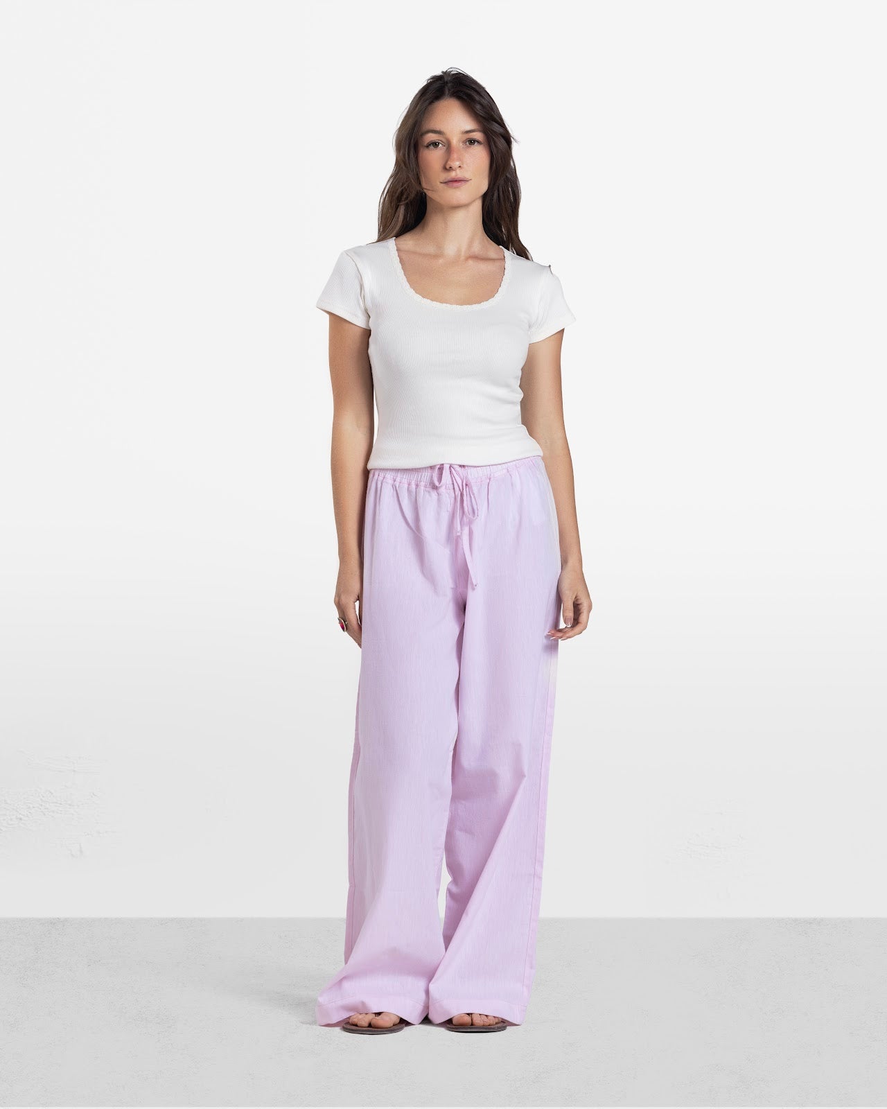 WIDE LEG LINEN PANTS PINK 1