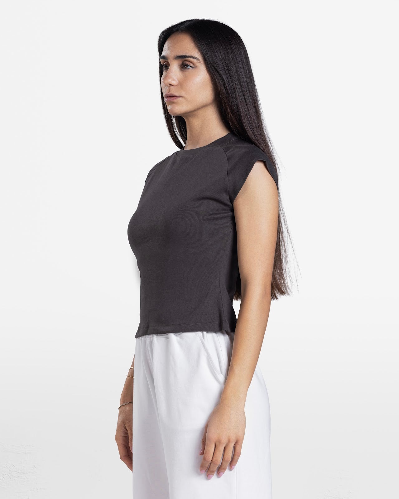 CAP SLEEVE T-SHIRT BROWN 4