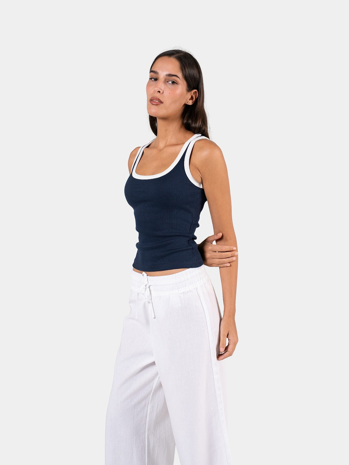 TWO TONE TANK TOP NAVY X WHITE 7