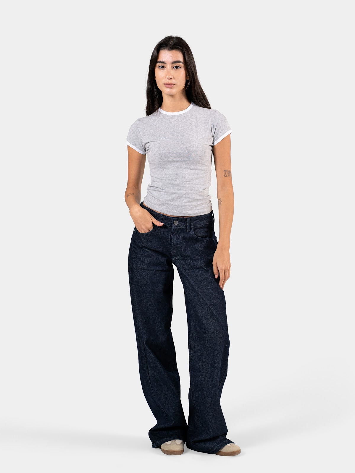 CONTRAST EDGE T-SHIRT CLOUD GREY X WHITE 1