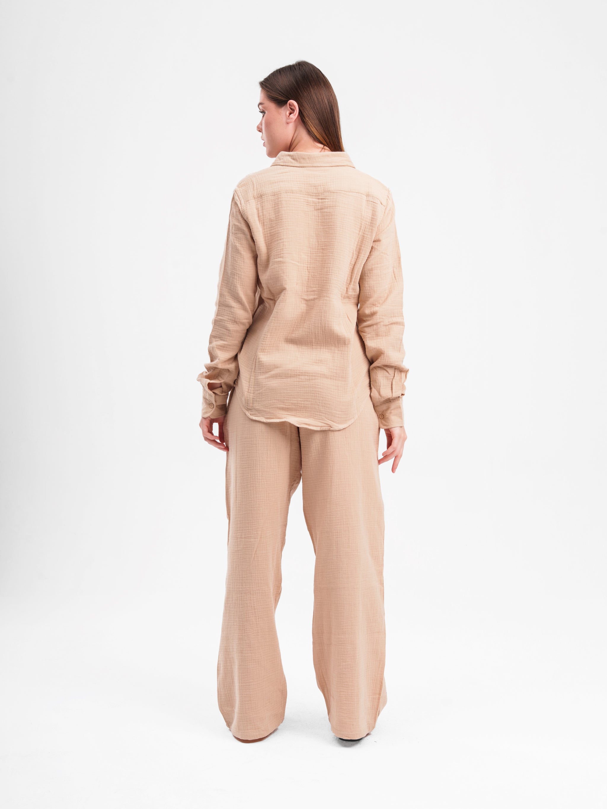 BEIGE RIPPLED LINEN SHIRT
