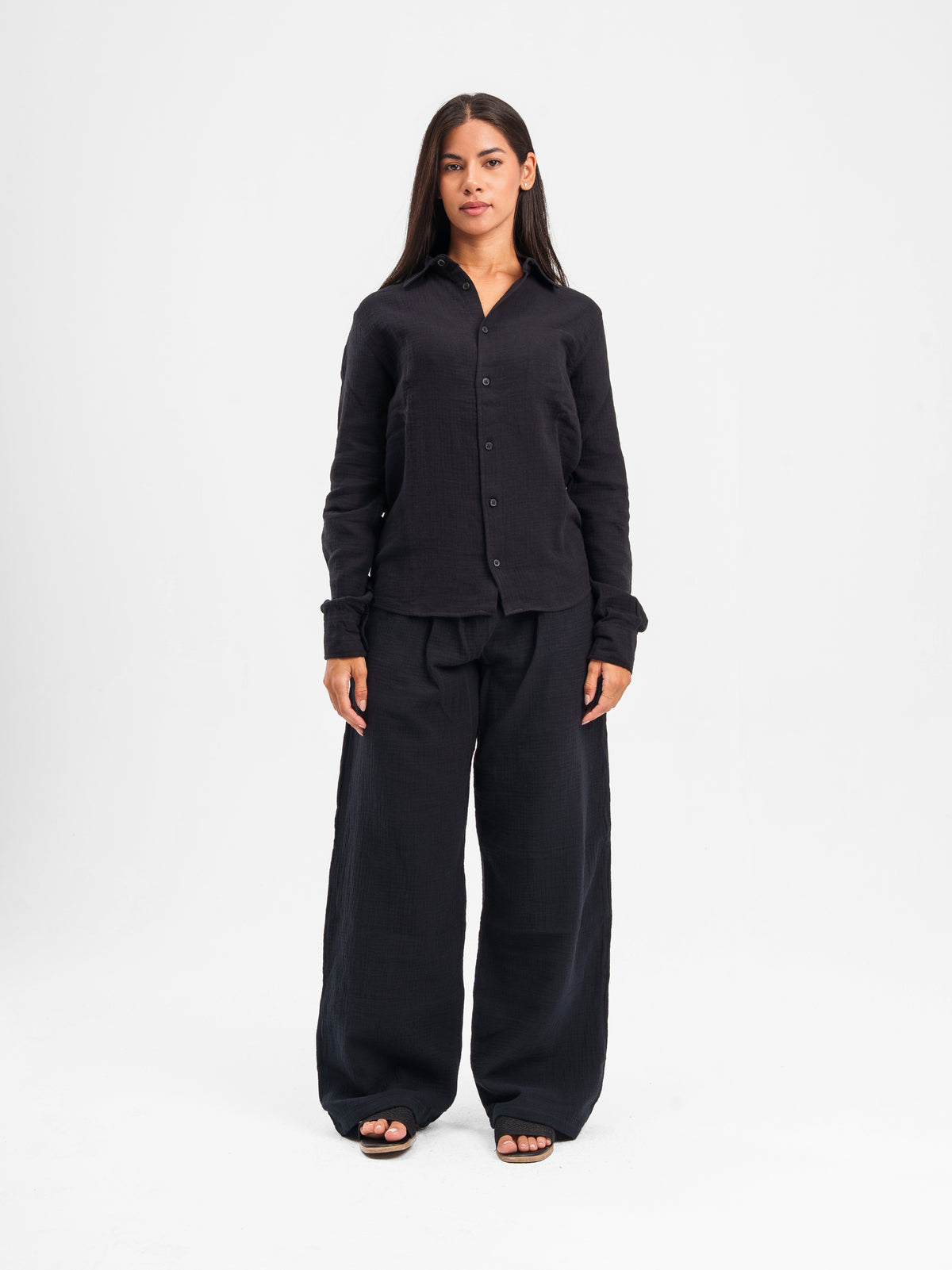 RIPPLED LINEN PANTS