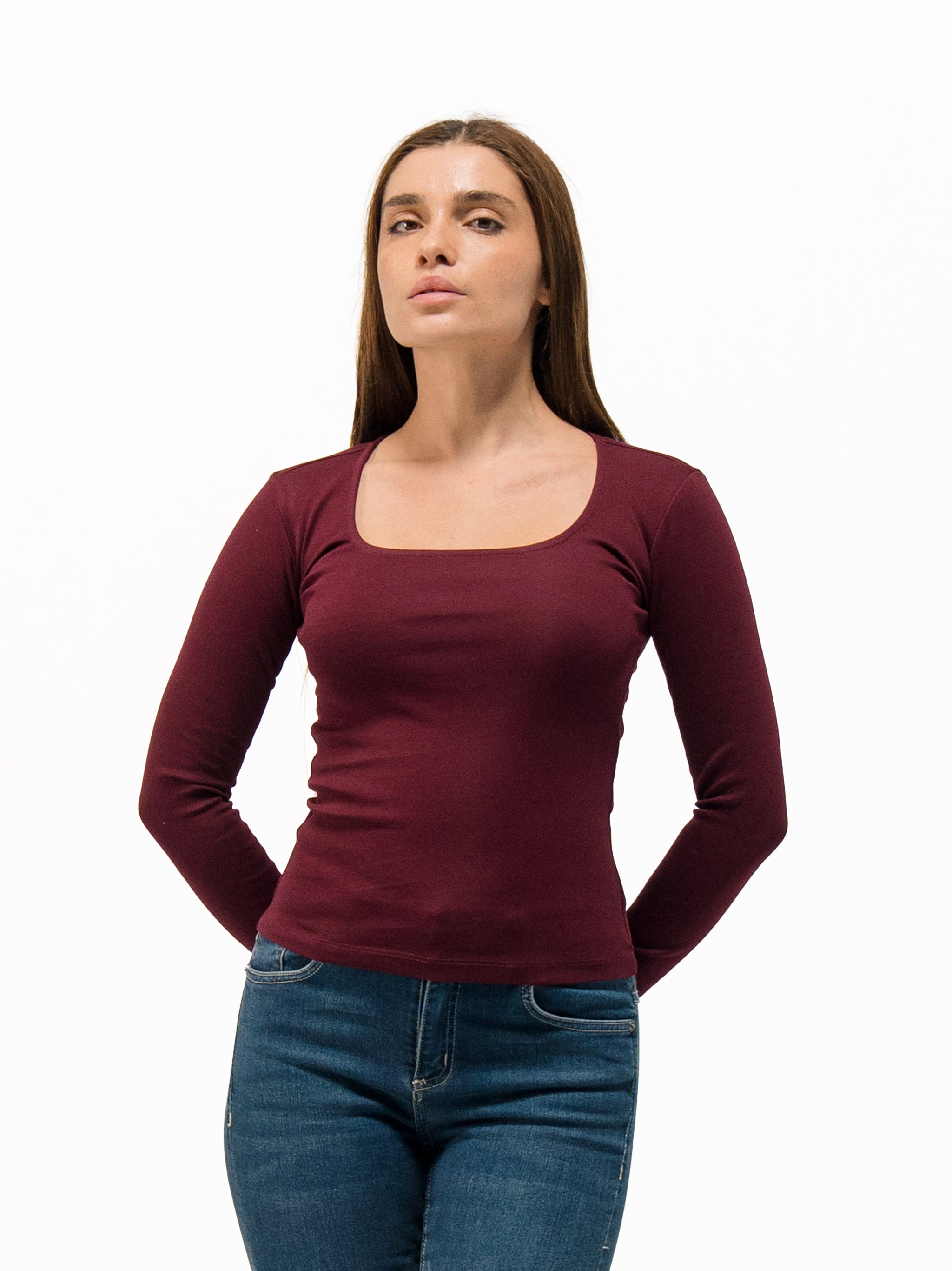 SQUARE NECK LONG SLEEVE TOP