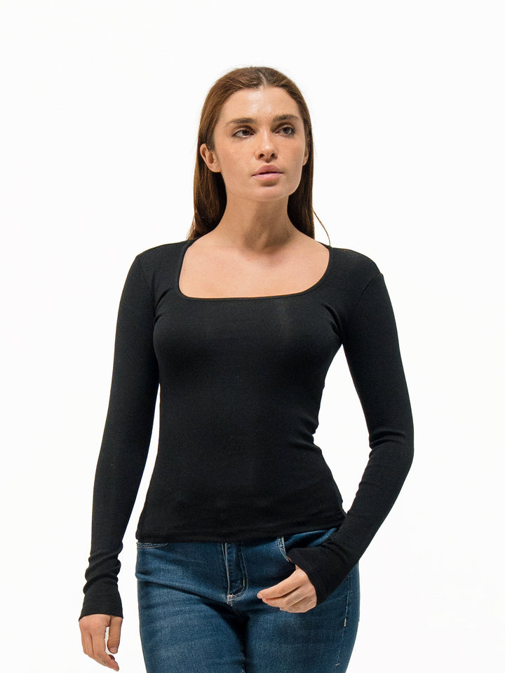 SQUARE NECK LONG SLEEVE TOP