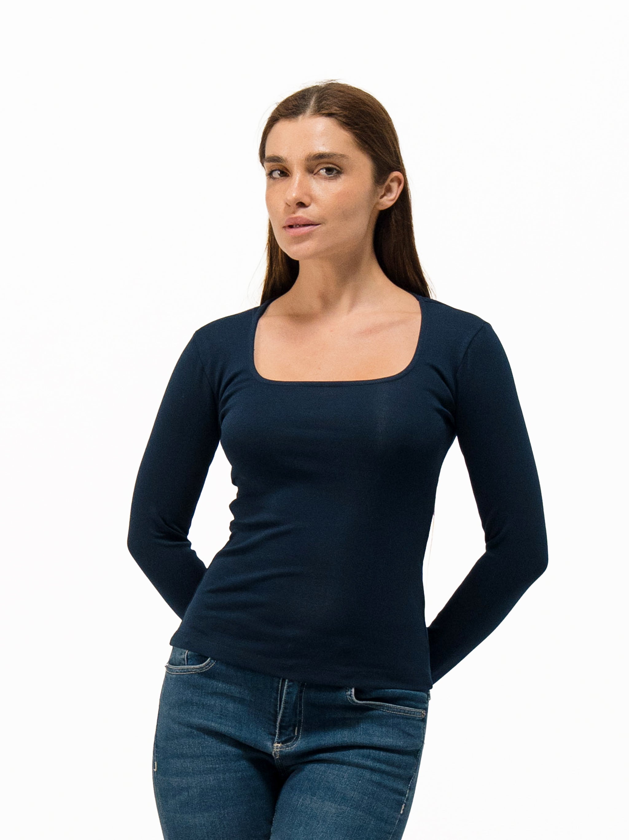 SQUARE NECK LONG SLEEVE TOP