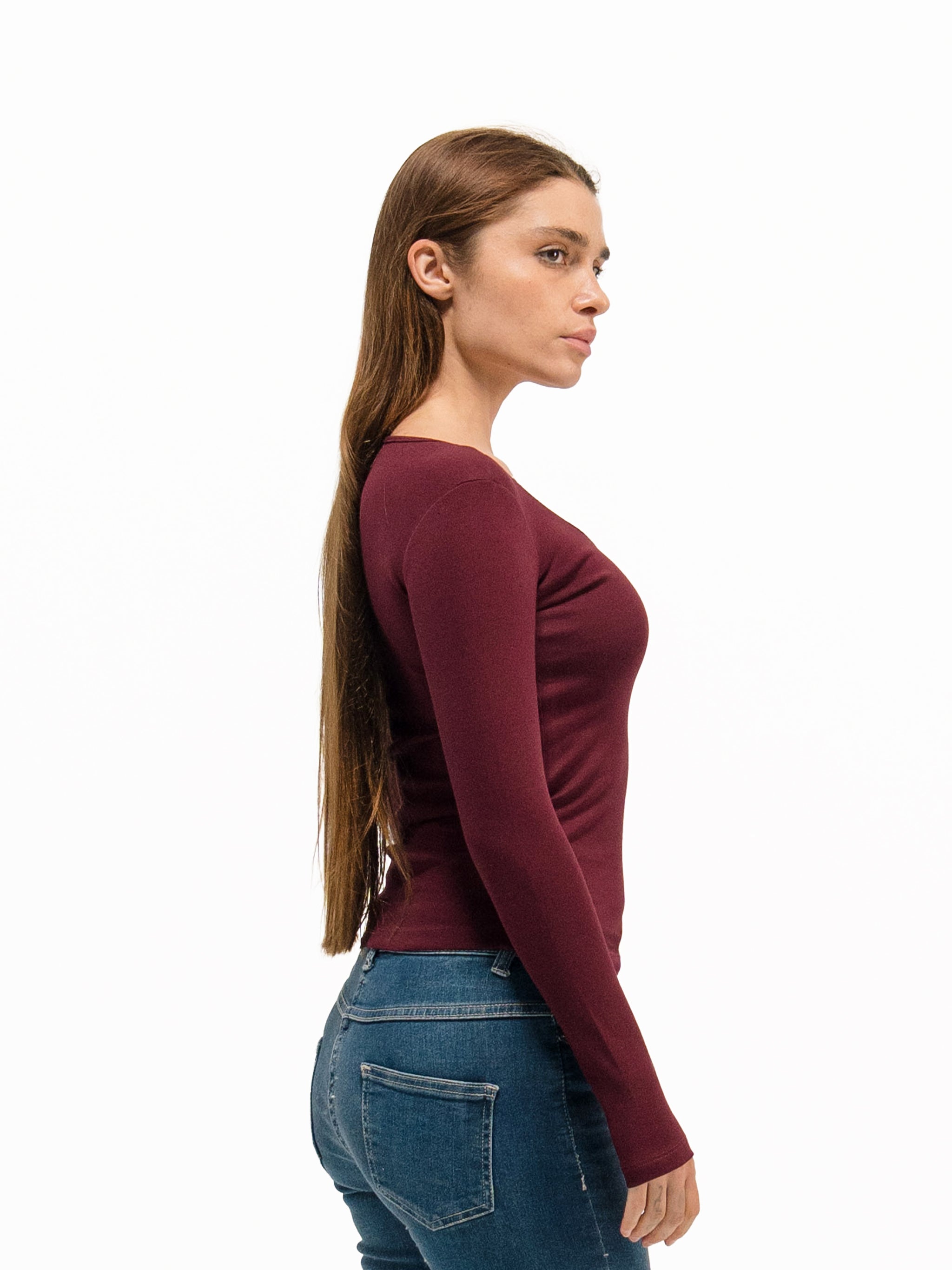 LACE V-NECK LONG SLEEVE TOP