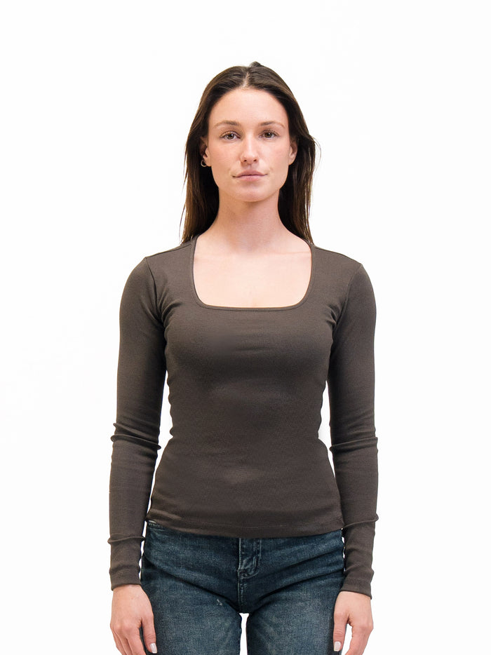 SQUARE NECK LONG SLEEVE TOP