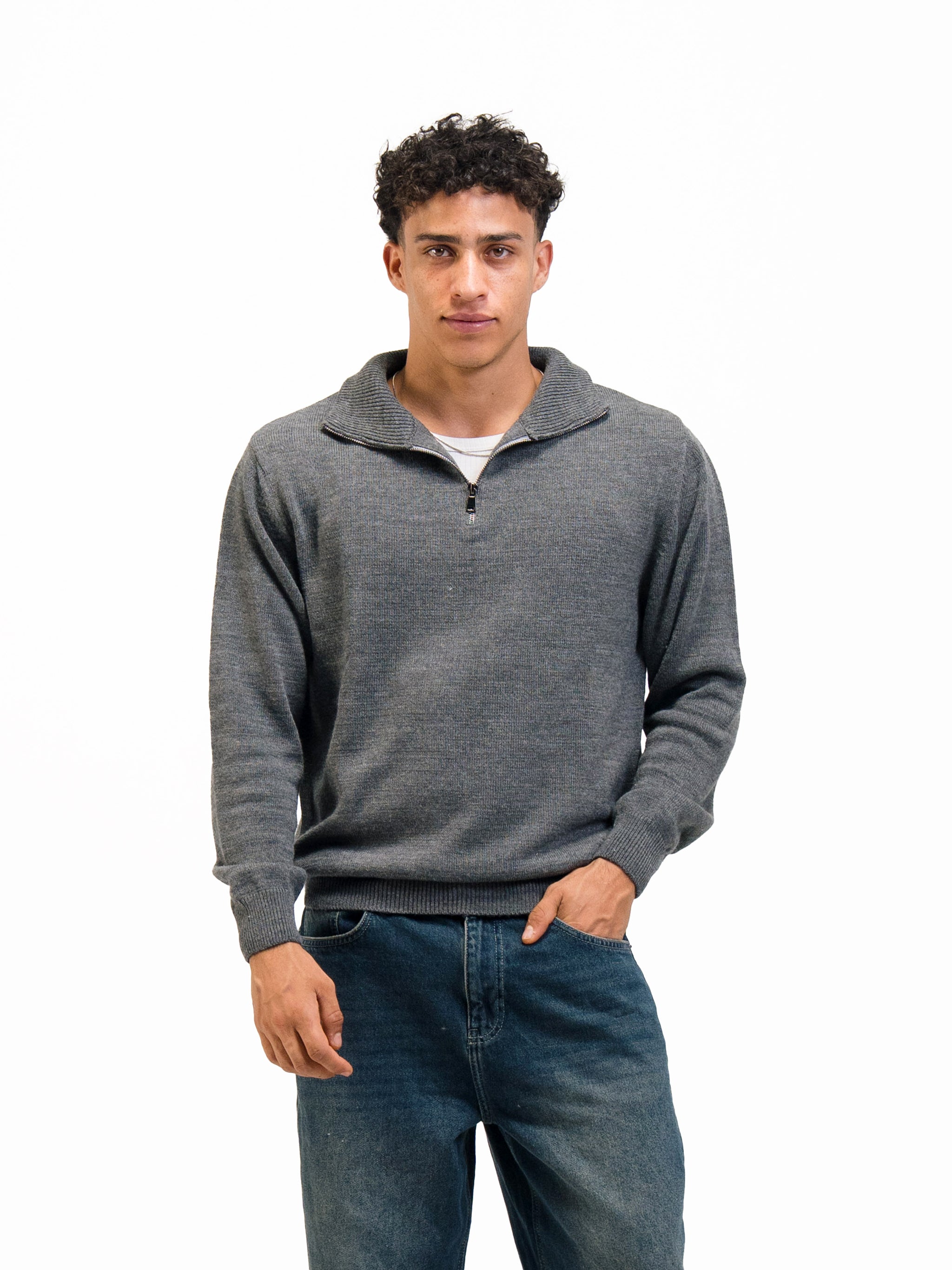 KNIT QUARTER ZIP UP