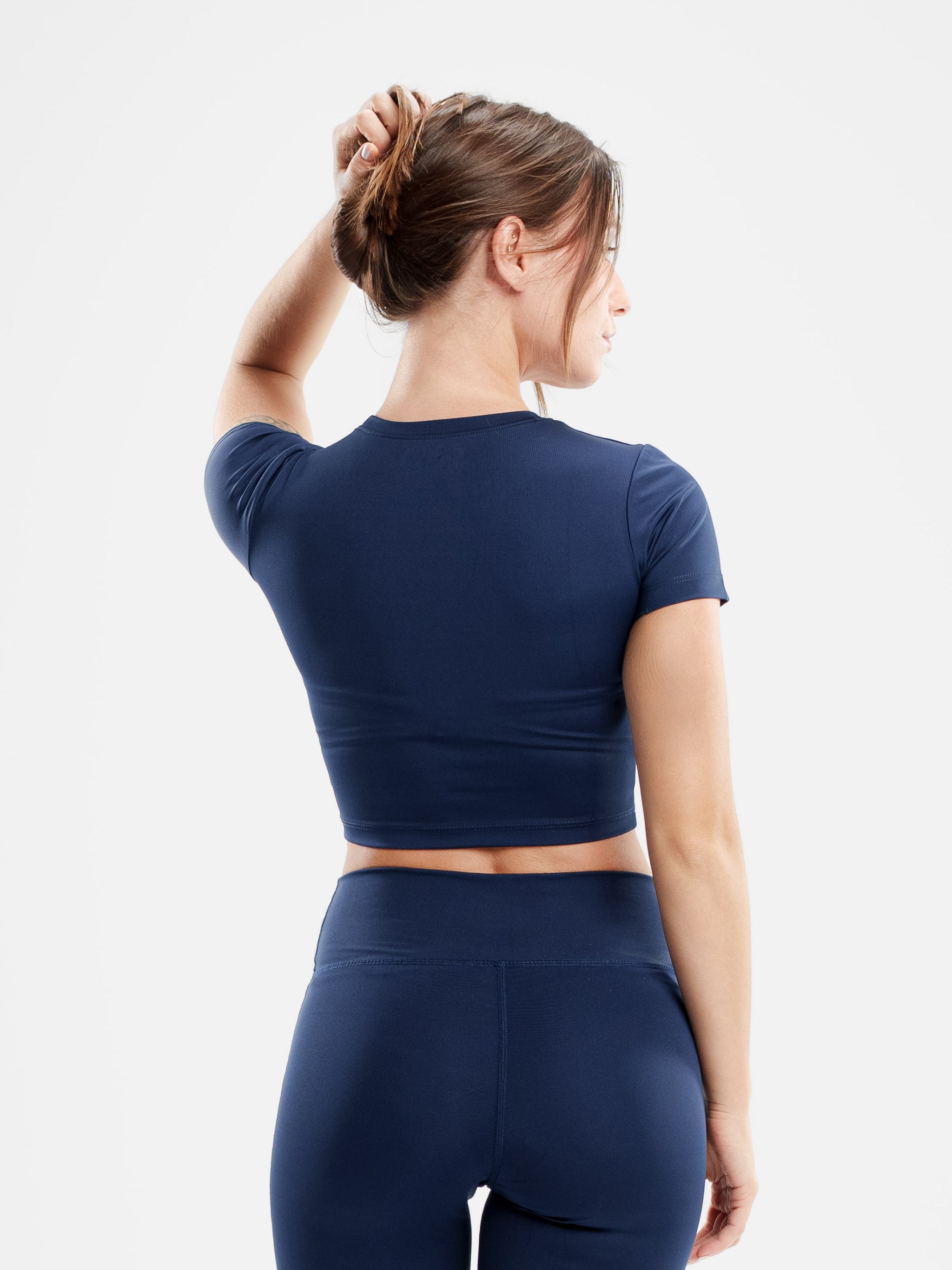 NAVY MOVE CROPPED FITTED TOP