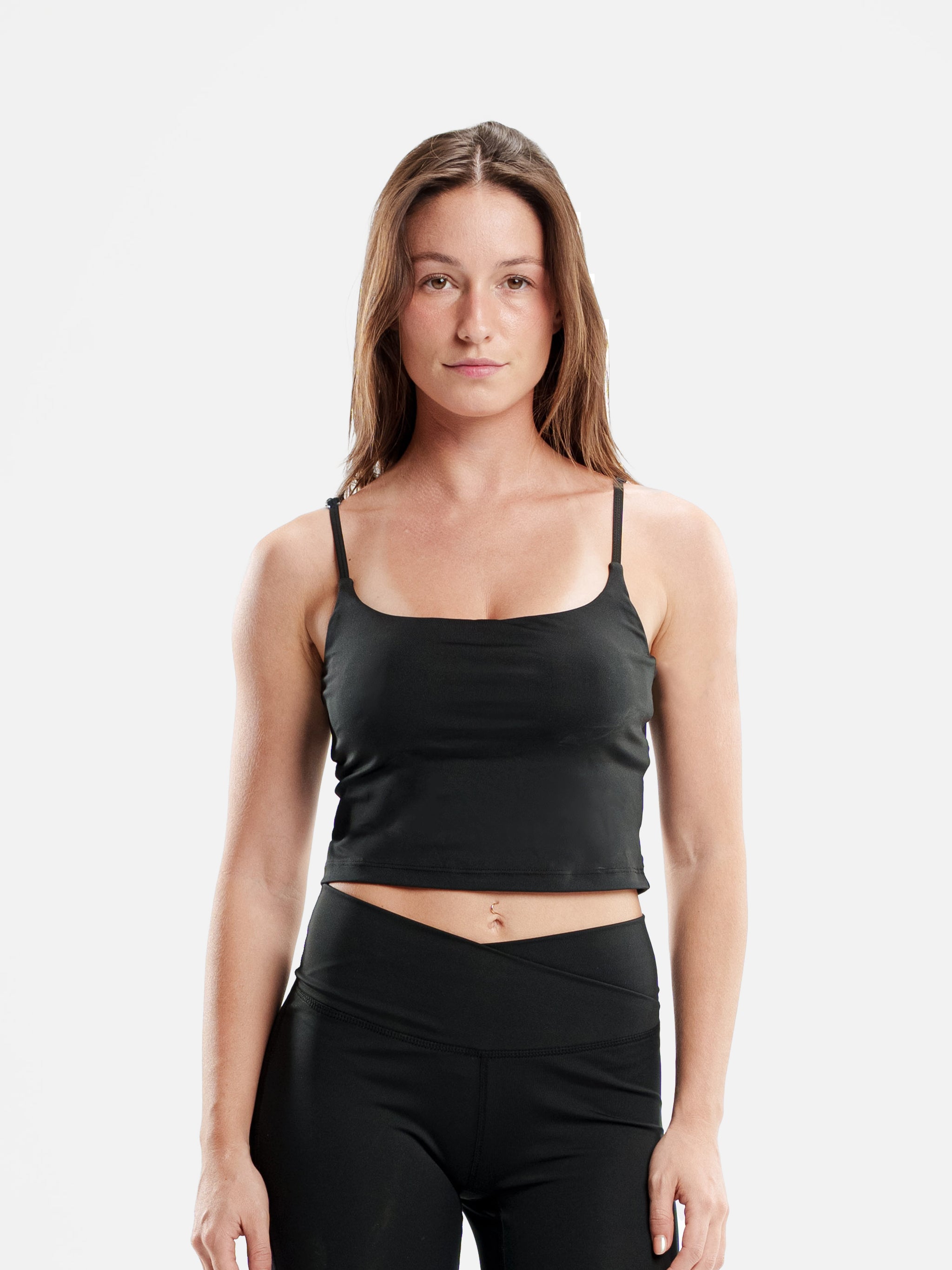 BLACK MOVE CROPPED SPAGHETTI TOP
