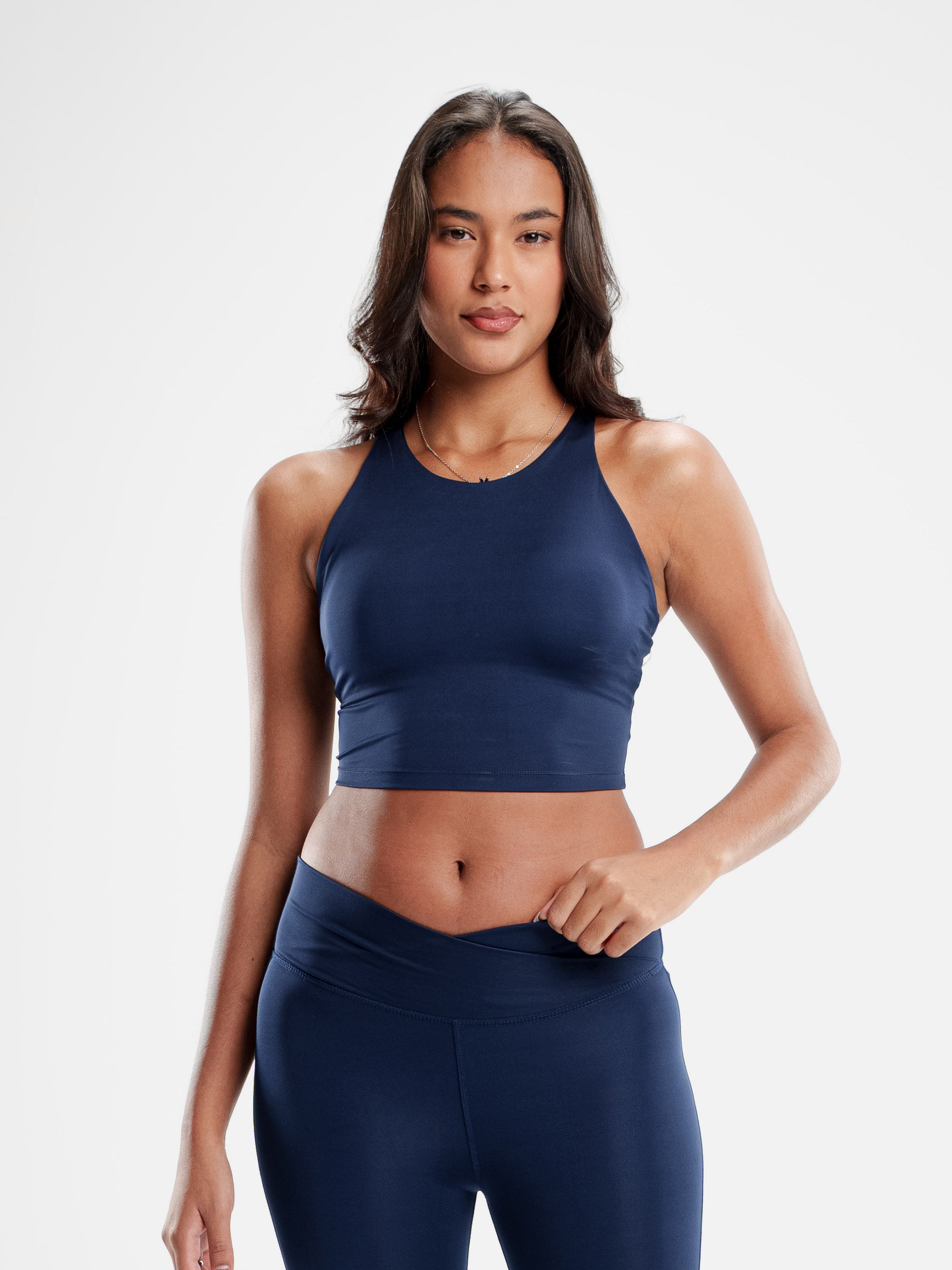 NAVY MOVE CROPPED TANK TOP