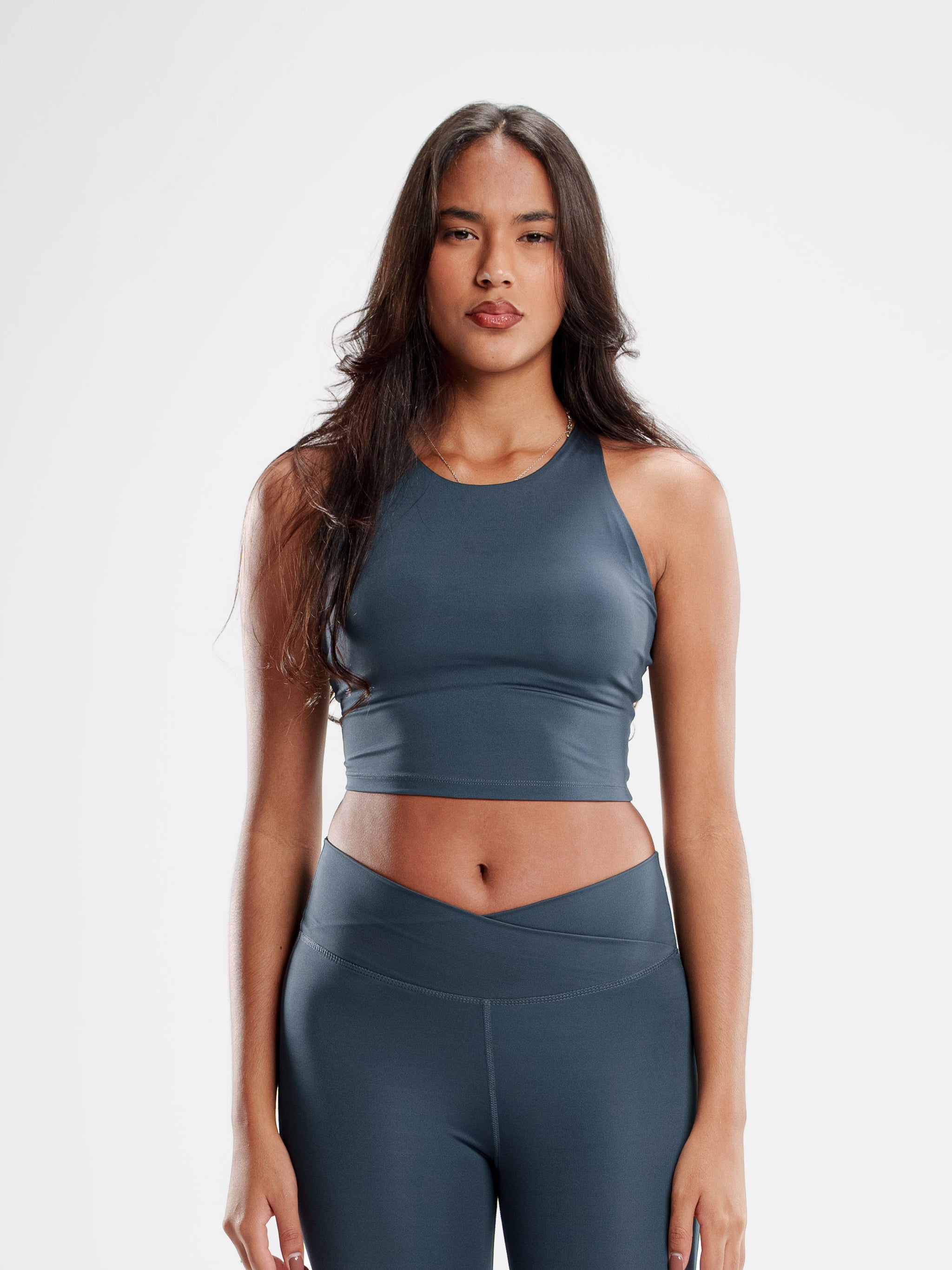 CHARCOAL MOVE CROPPED TANK TOP