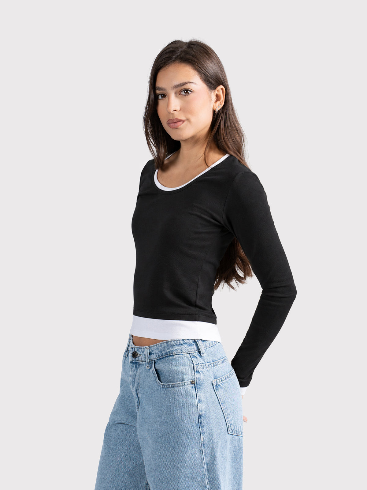 TWO TONE LONG SLEEVE TEE