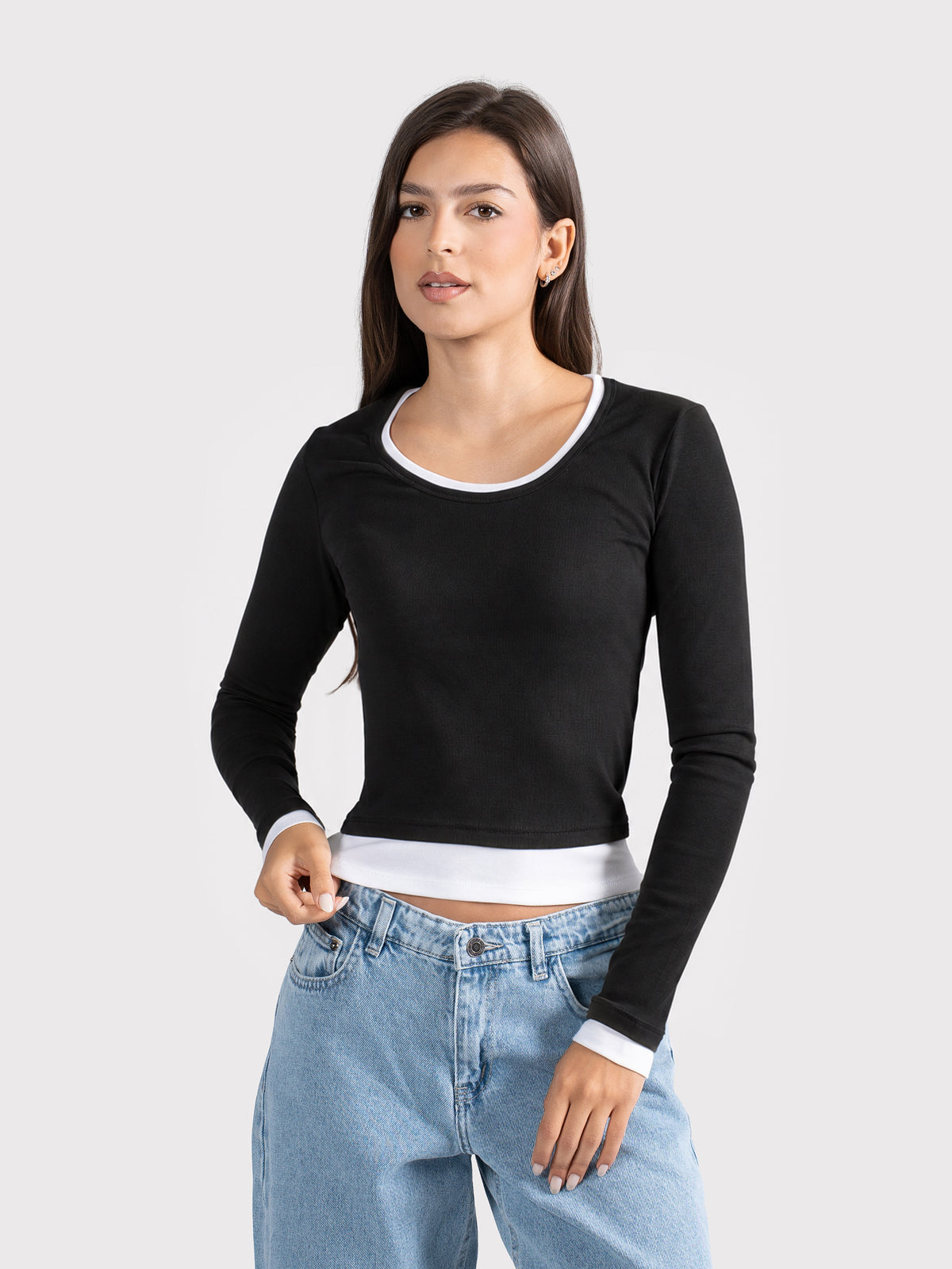 TWO TONE LONG SLEEVE TEE