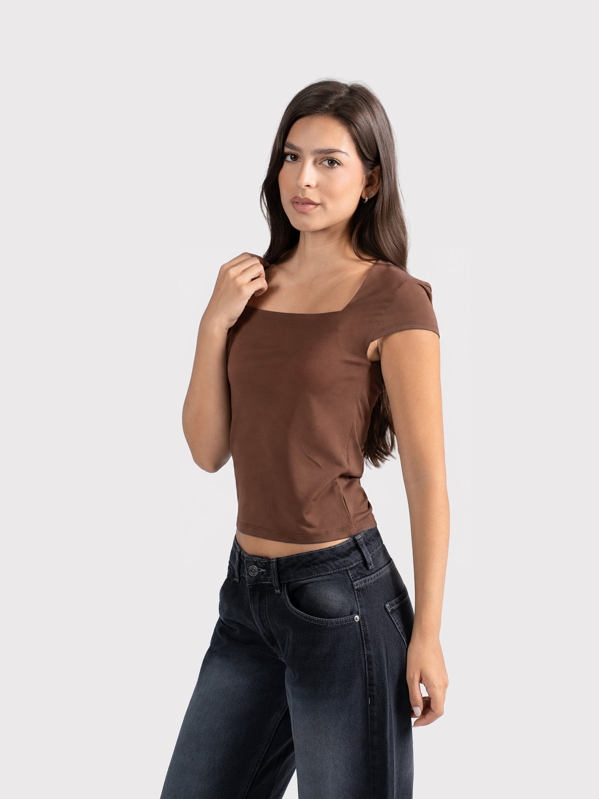 MICROFIBER SQUARE NECK TOP