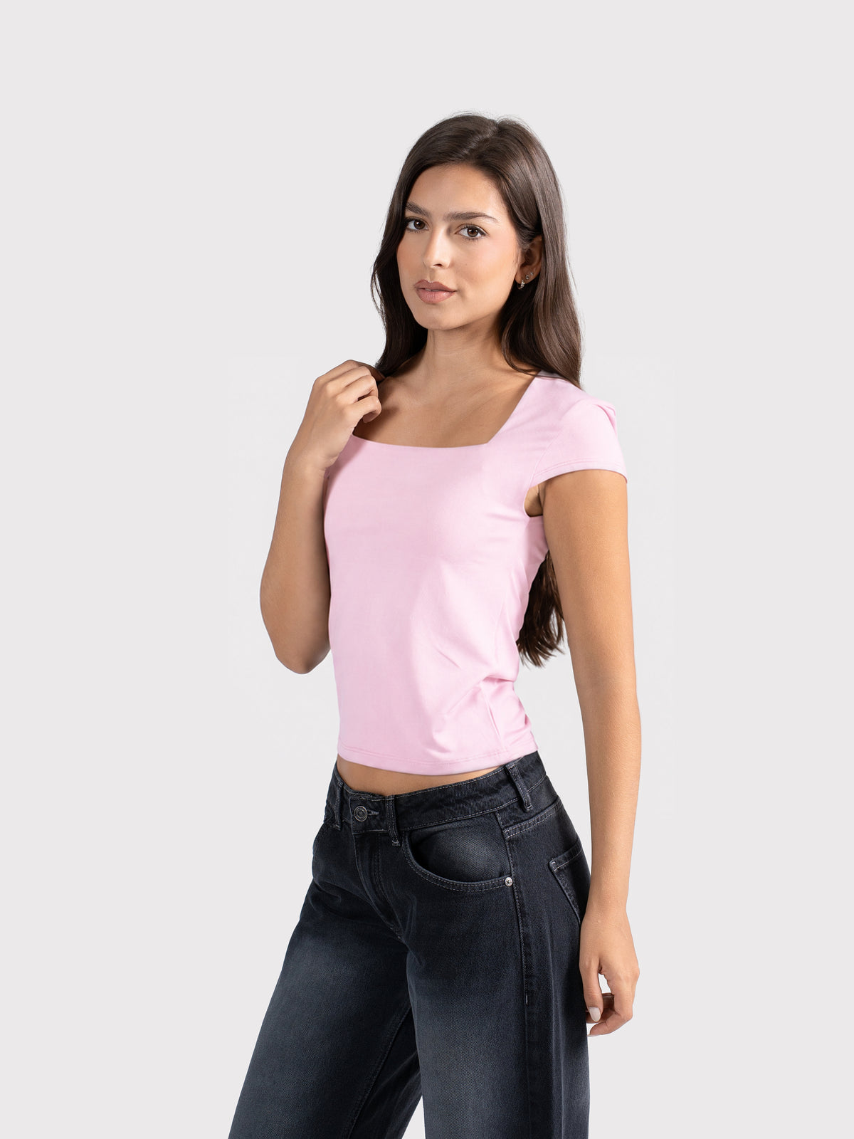 MICROFIBER SQUARE NECK TOP