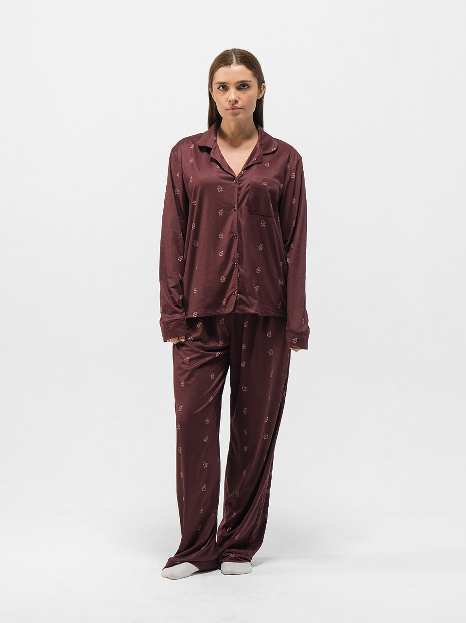 BUTTON UP LONG SLEEVE PANTS SET