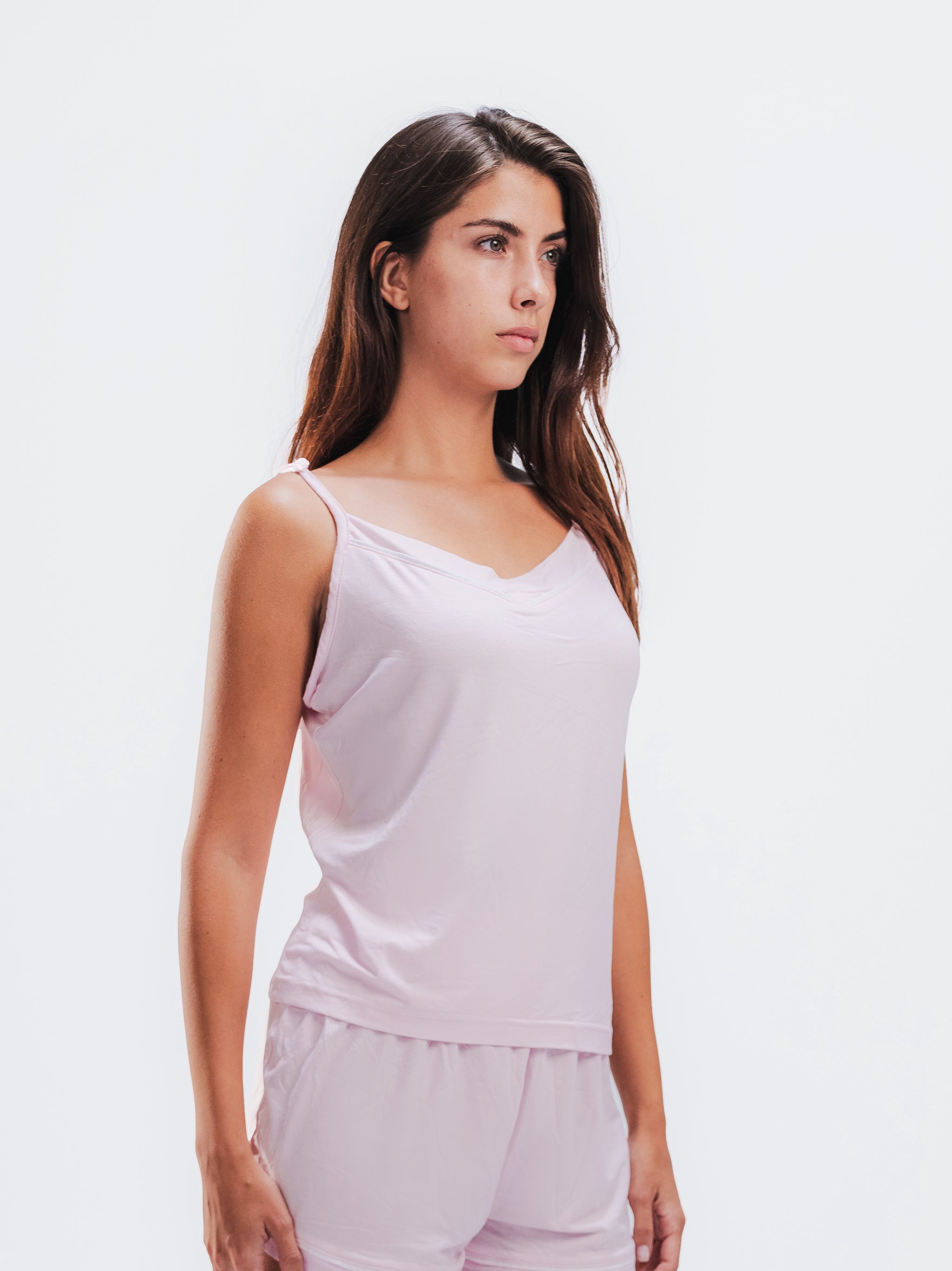 BABY PINK PIPED SPAGHETTI SHORT SET