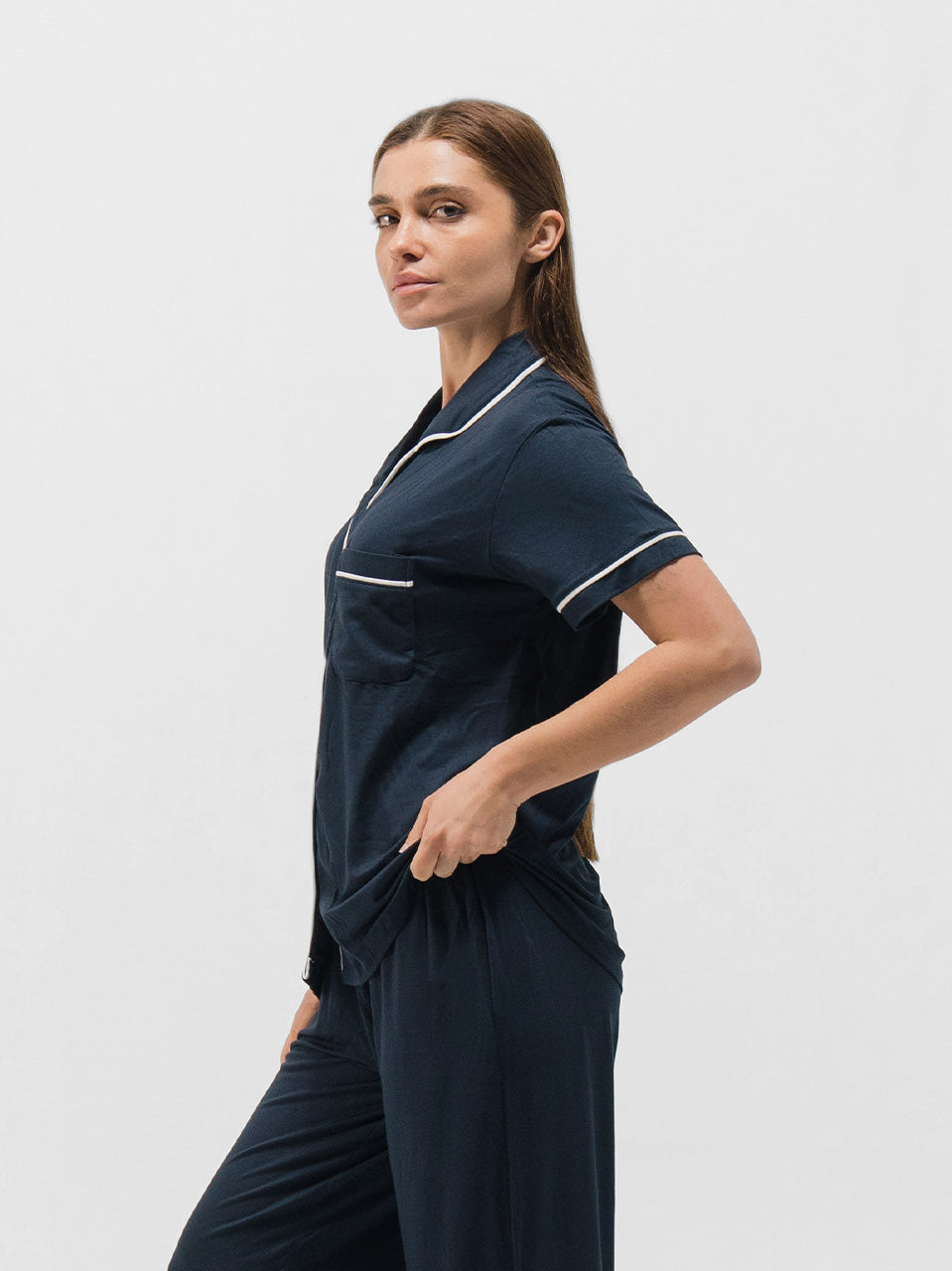 PIPED SHORT SLEEVE & PANTS SET