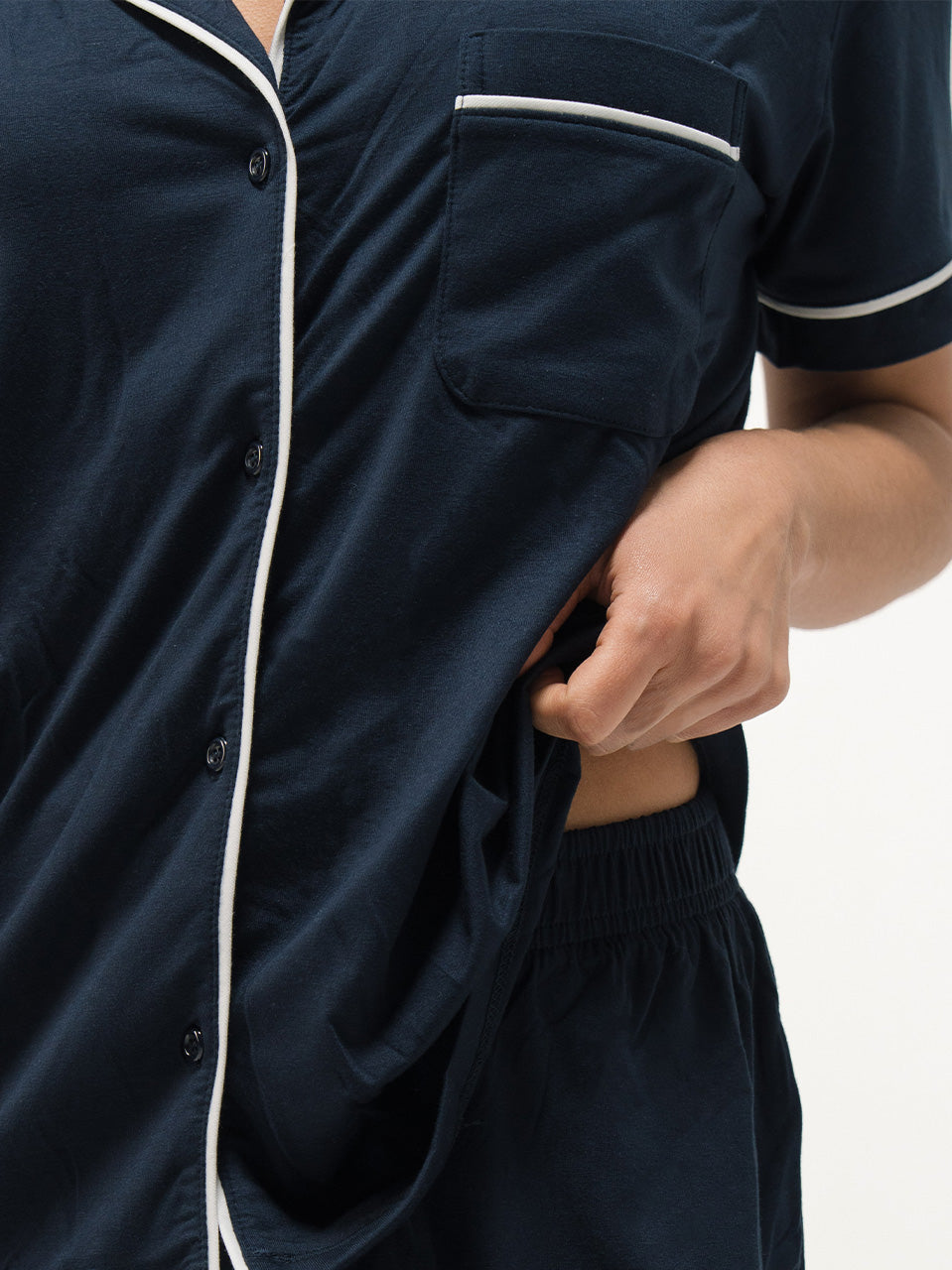 PIPED SHORT SLEEVE & PANTS SET