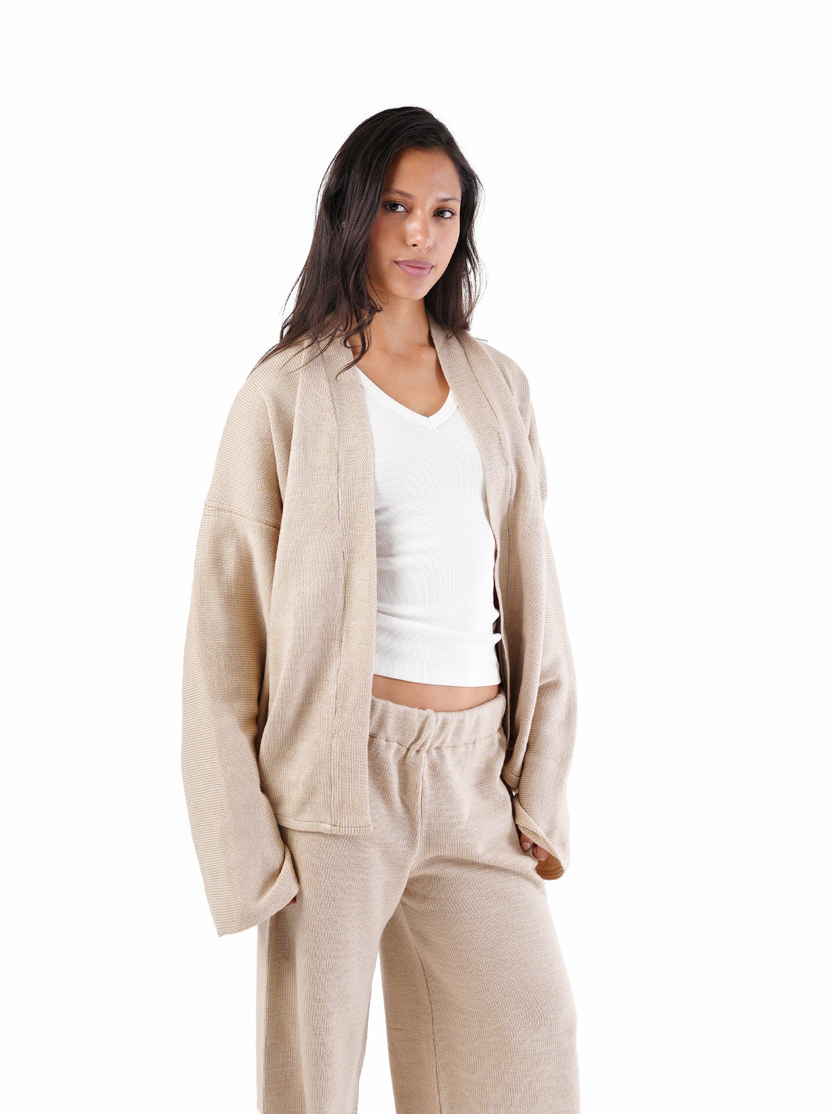 KNIT SHORT WRAP CARDIGAN