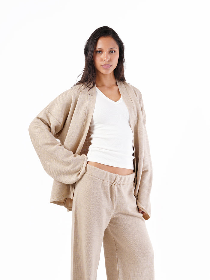 KNIT SHORT WRAP CARDIGAN