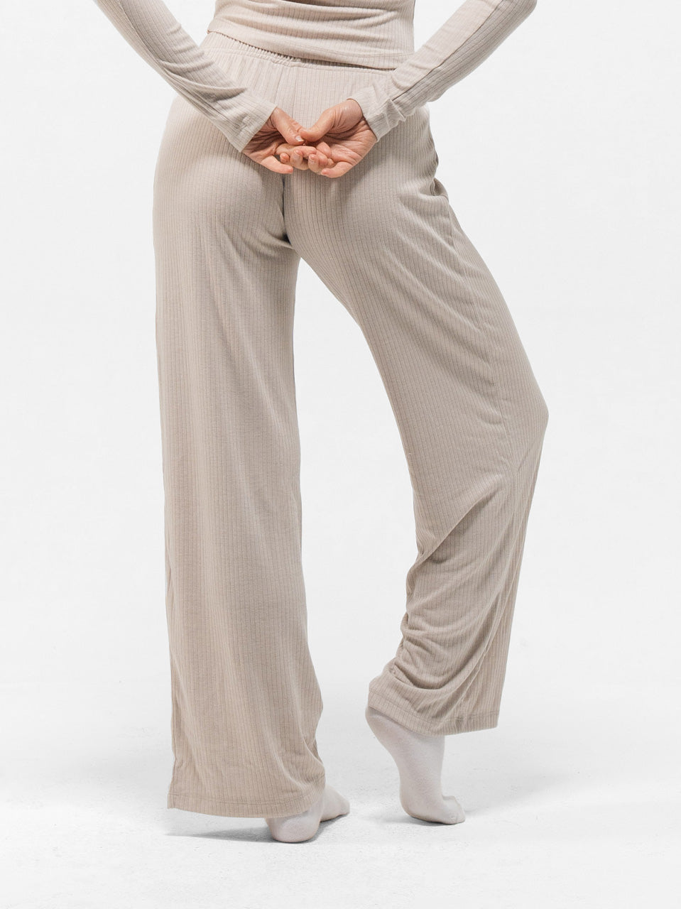 RIBBED COTTON BUTTON UP LONG SLEEVE PANTS SET
