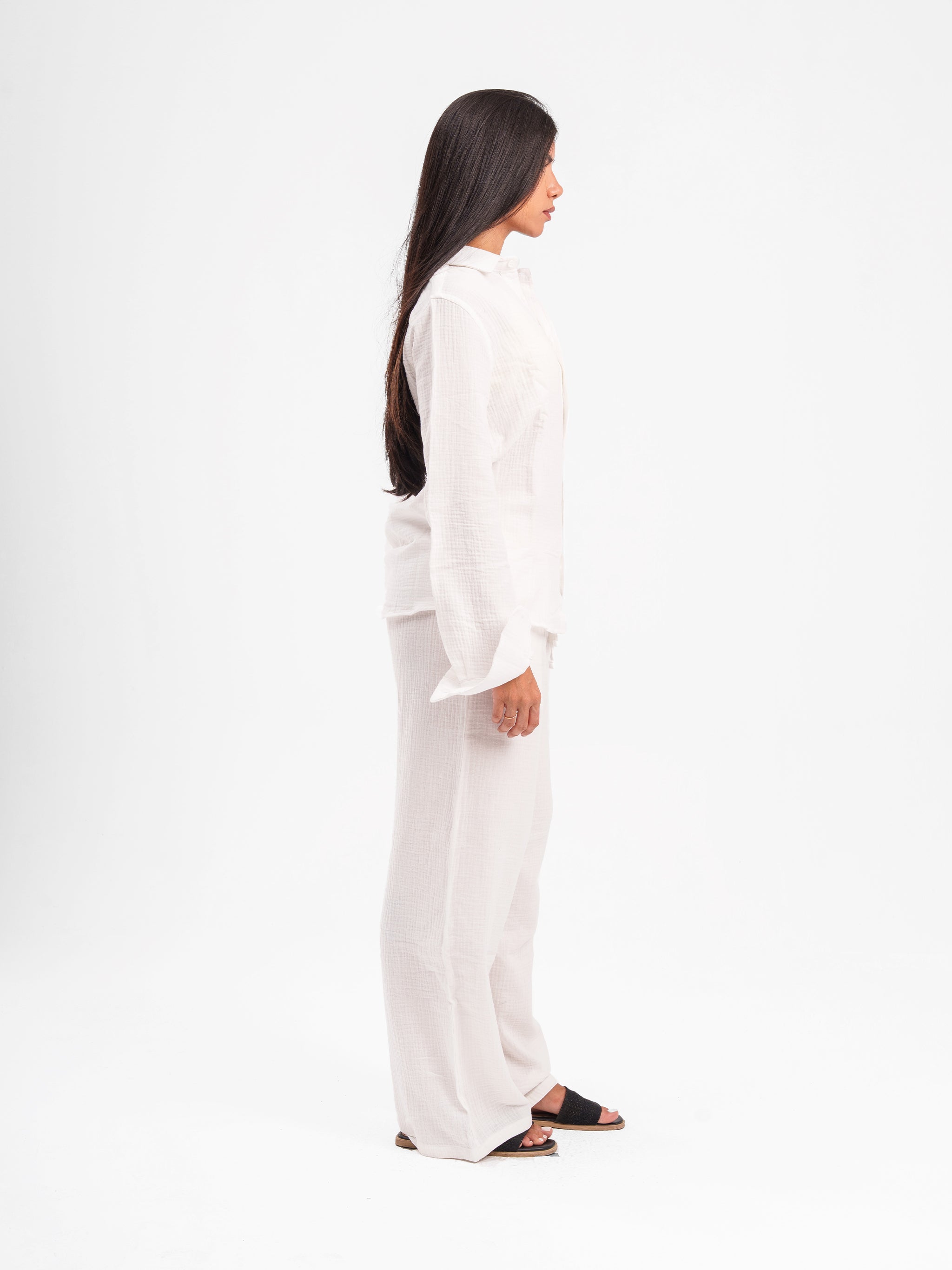 OFF-WHITE RIPPLED LINEN SHIRT