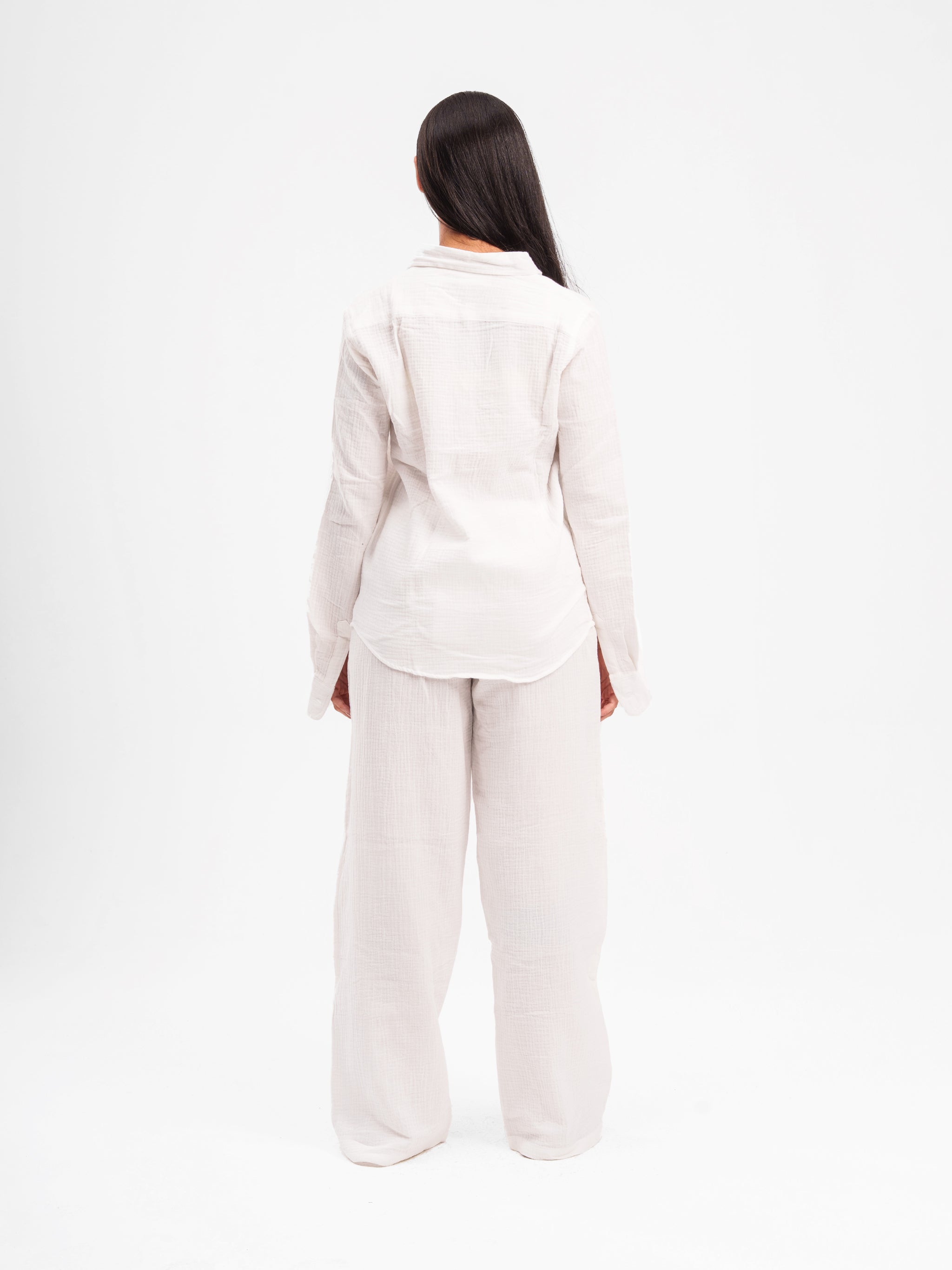 OFF-WHITE RIPPLED LINEN SHIRT