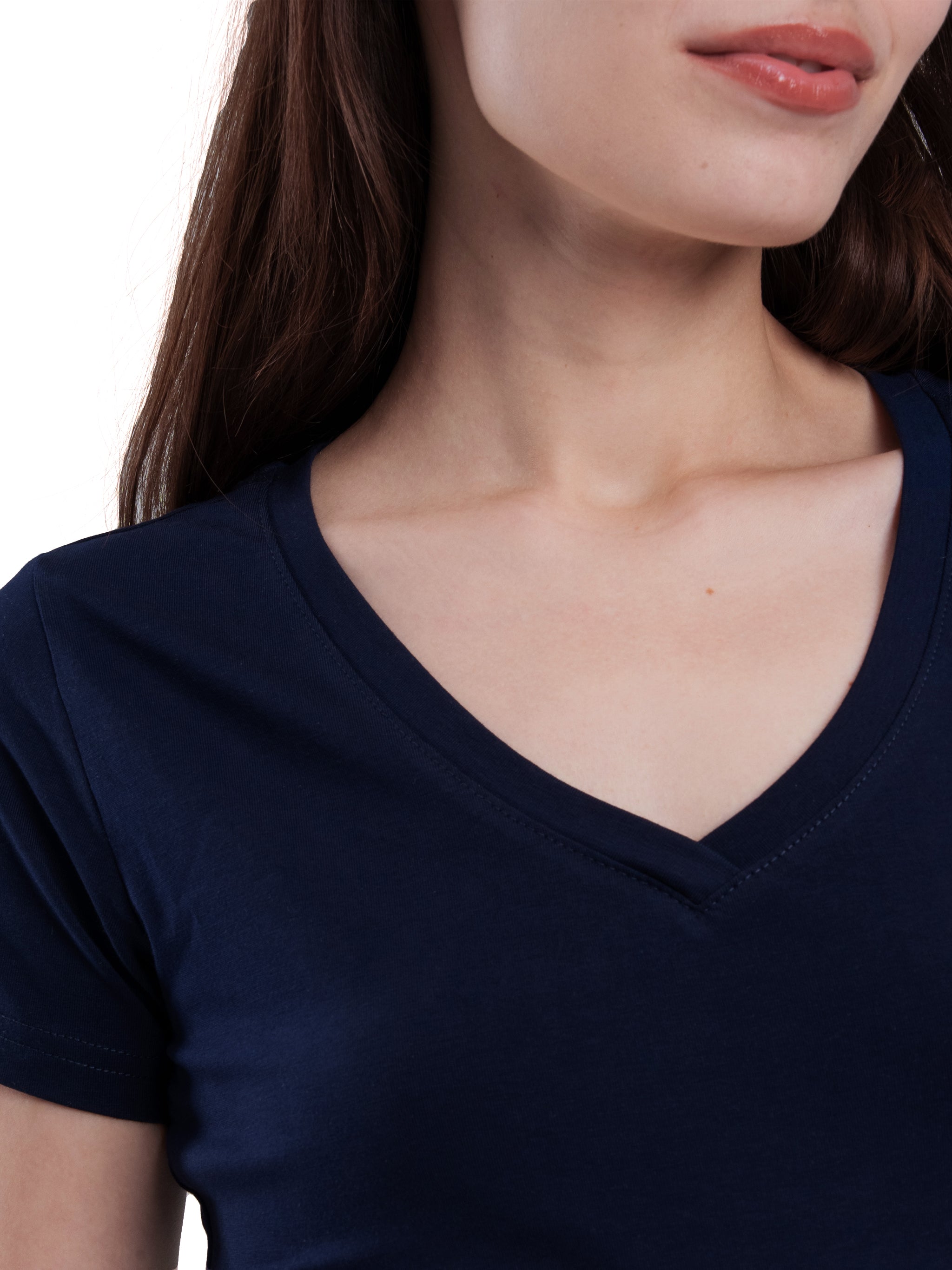 NAVY V-NECK SHORT SLEEVE TOP