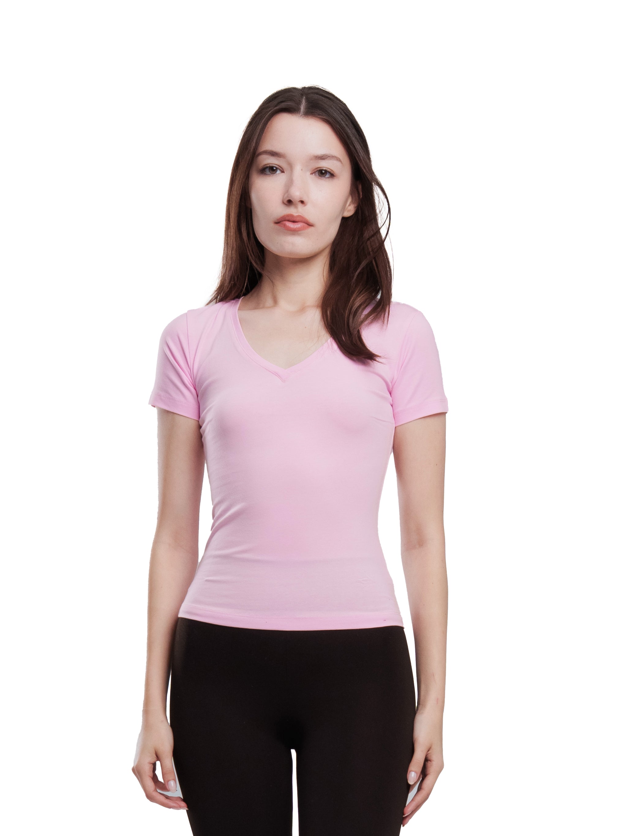 BABY PINK V-NECK SHORT SLEEVE TOP